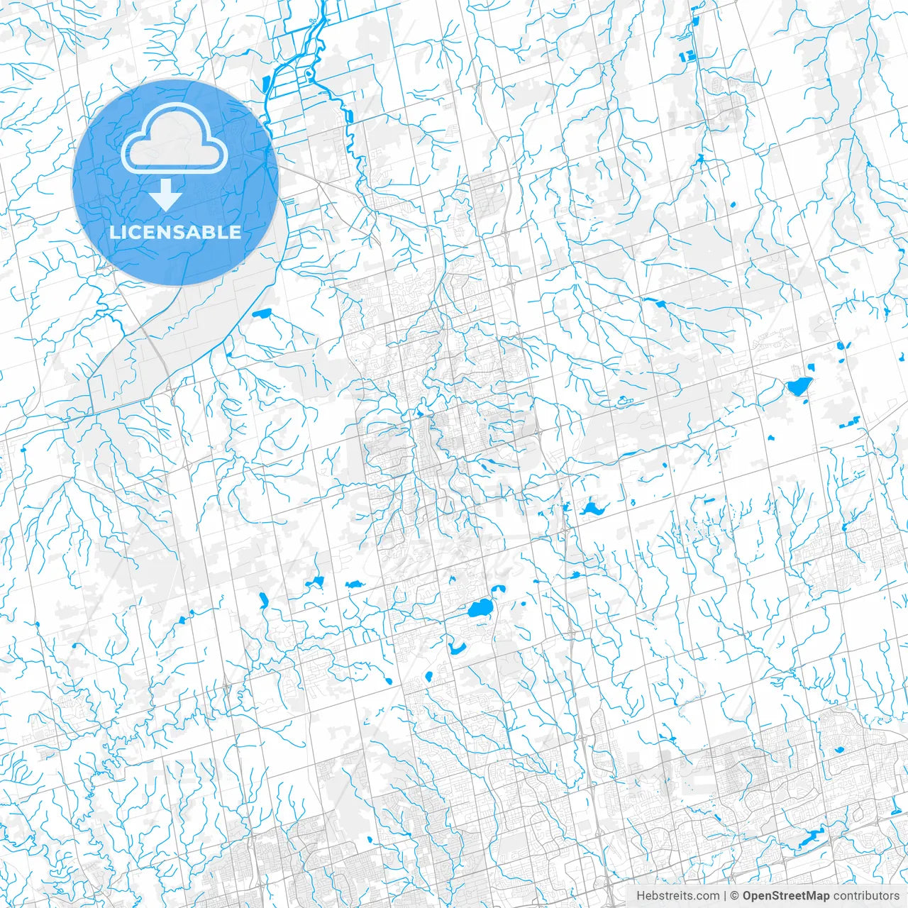 Rich detailed vector map of Aurora, Ontario, Canada
