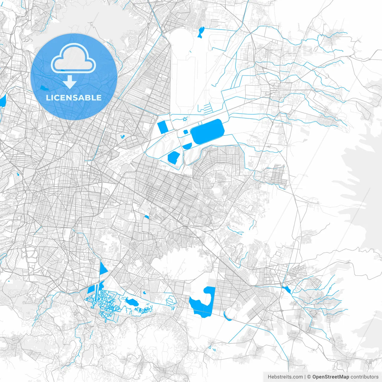 Rich detailed vector map of Nezahualcóyotl, México, Mexico