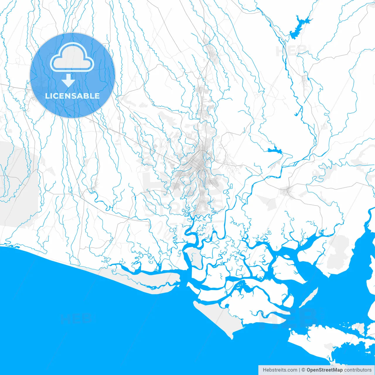 Rich detailed vector map of David, Chiriquí, Panama