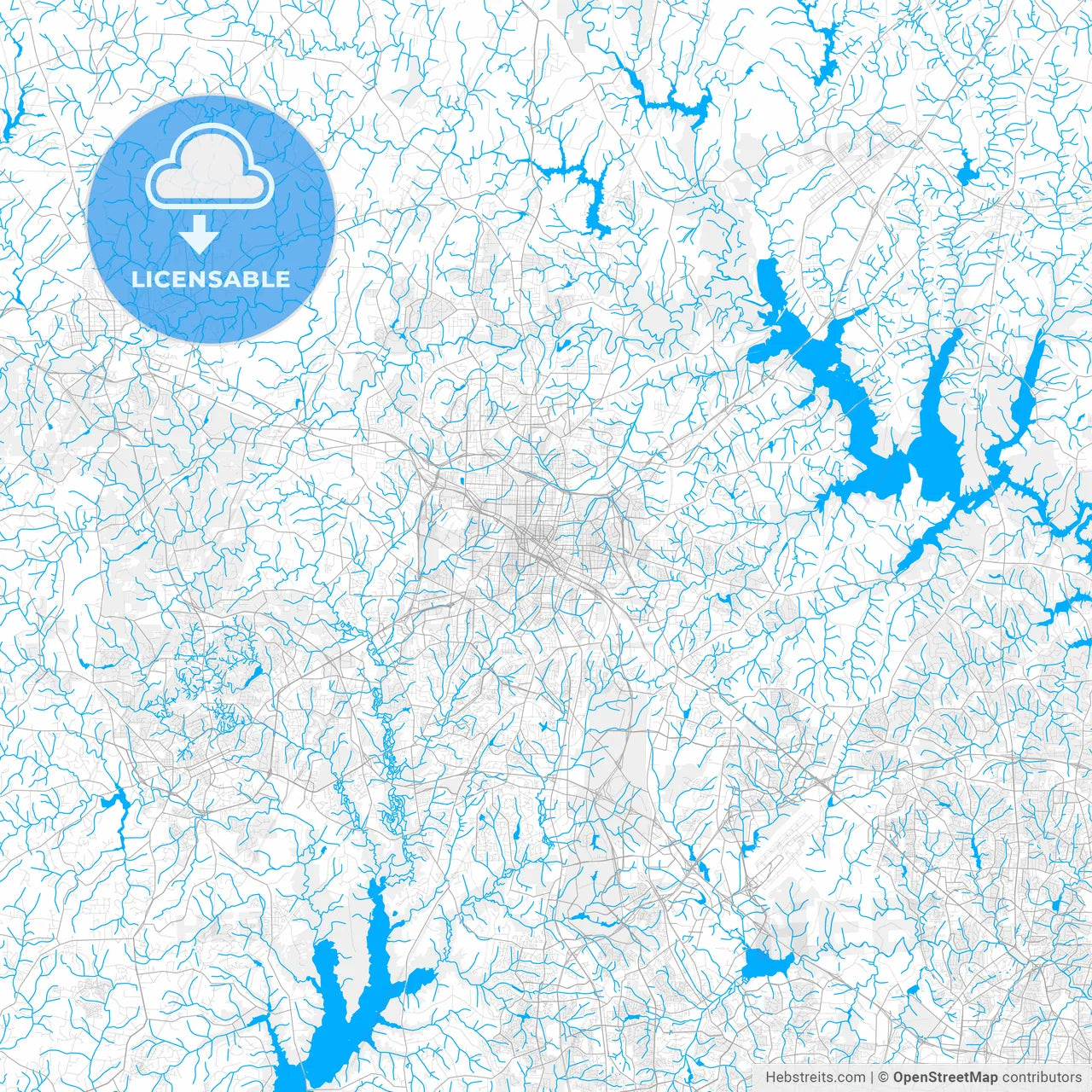 Rich detailed vector map of Durham, North Carolina, U.S.A.