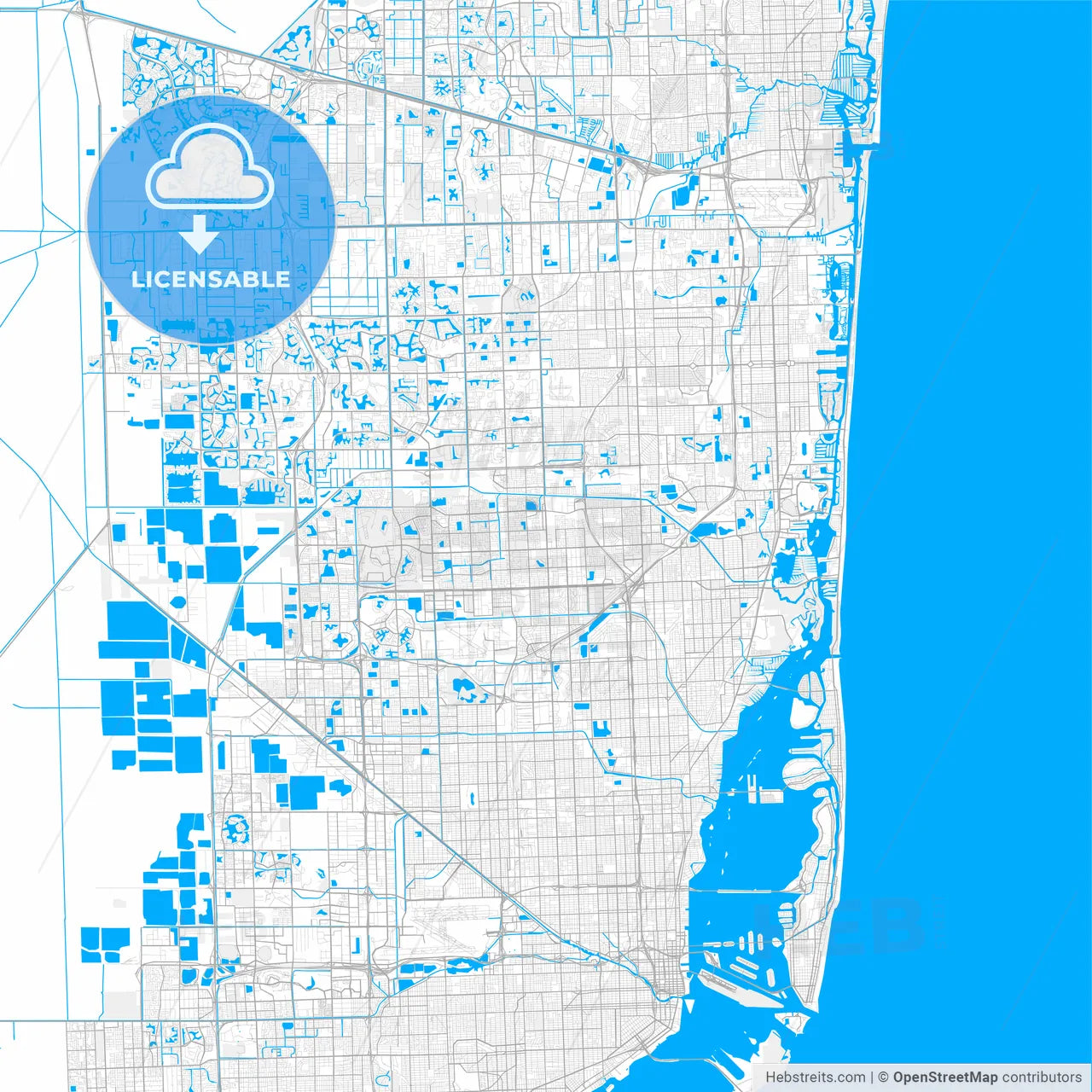 Rich detailed vector map of Miami Gardens, Florida, USA