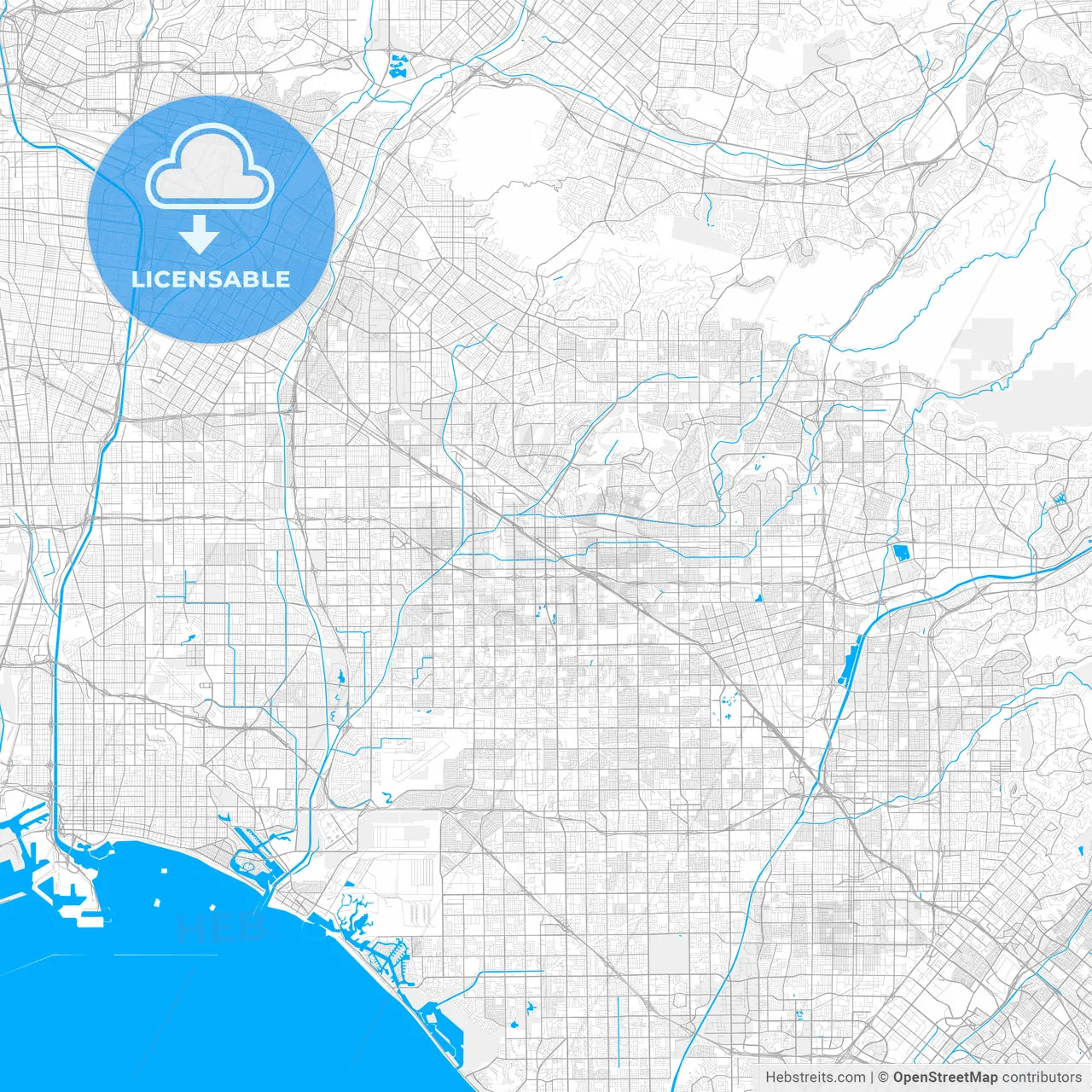 Rich detailed vector map of Buena Park, California, USA
