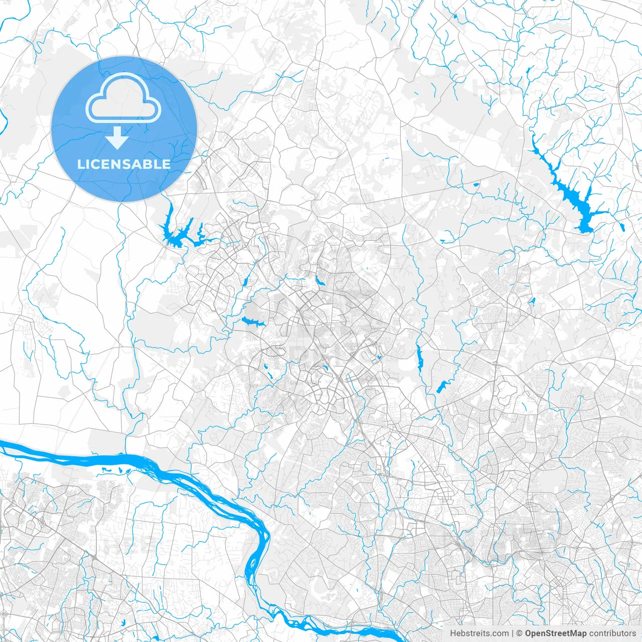 Rich detailed vector map of Gaithersburg, Maryland, USA