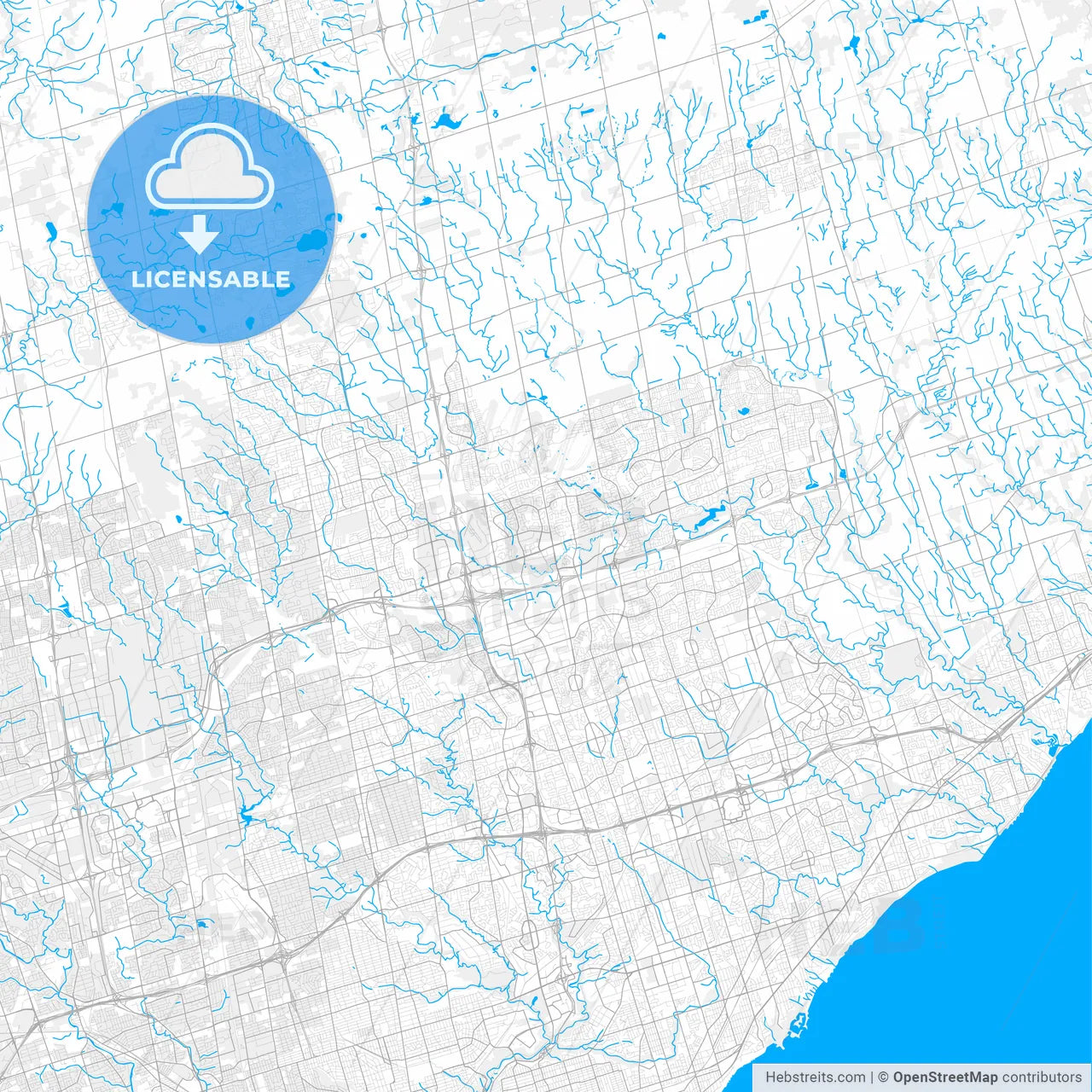 Rich detailed vector map of Markham, Ontario, Canada
