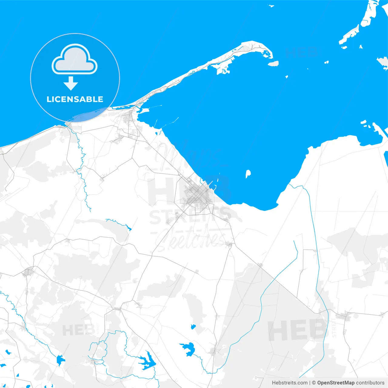 Rich detailed vector map of Cárdenas, Matanzas, Cuba