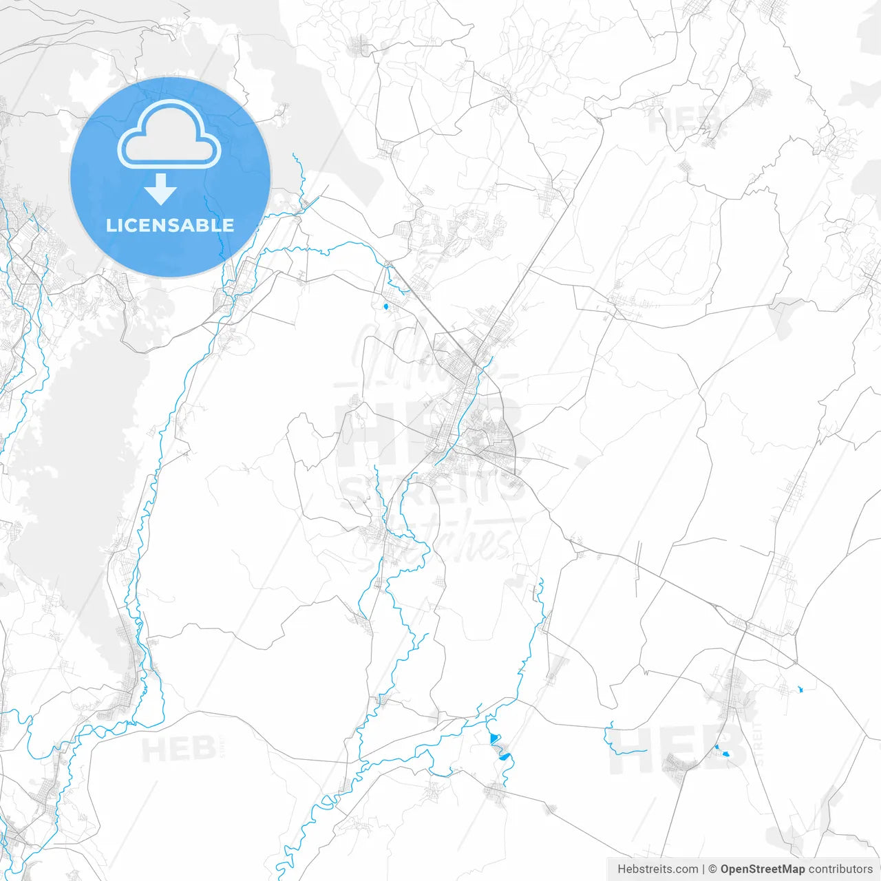 Rich detailed vector map of Cuautla, Morelos, Mexico