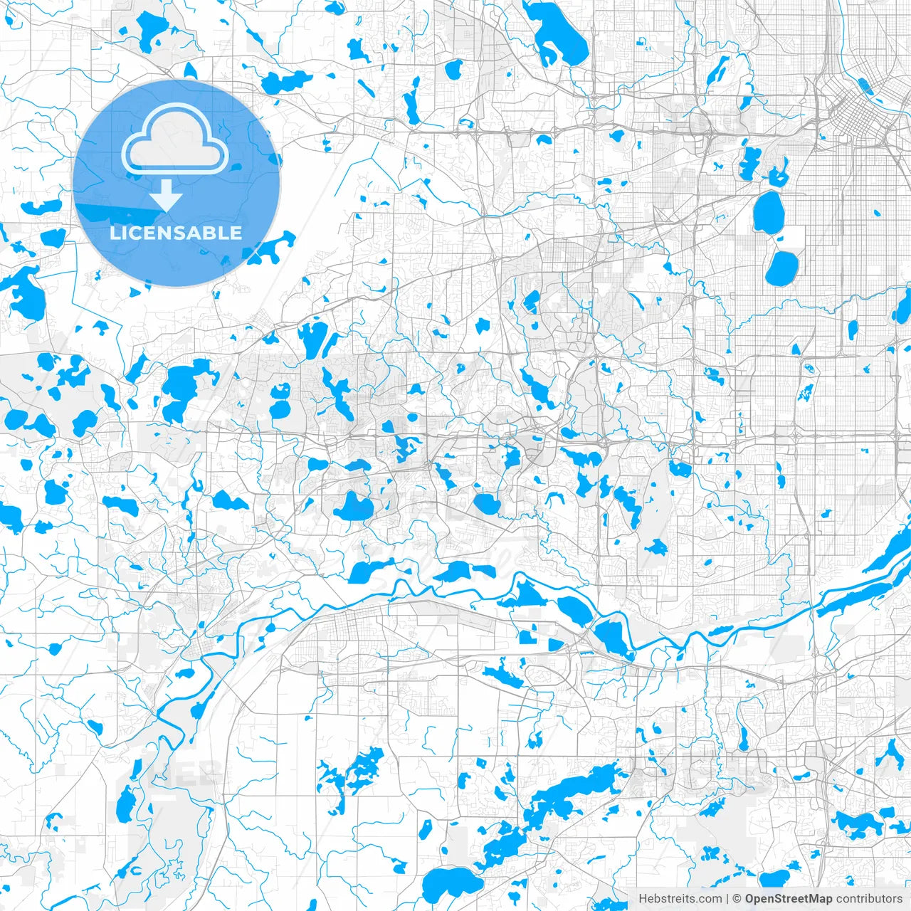 Rich detailed vector map of Eden Prairie, Minnesota, USA