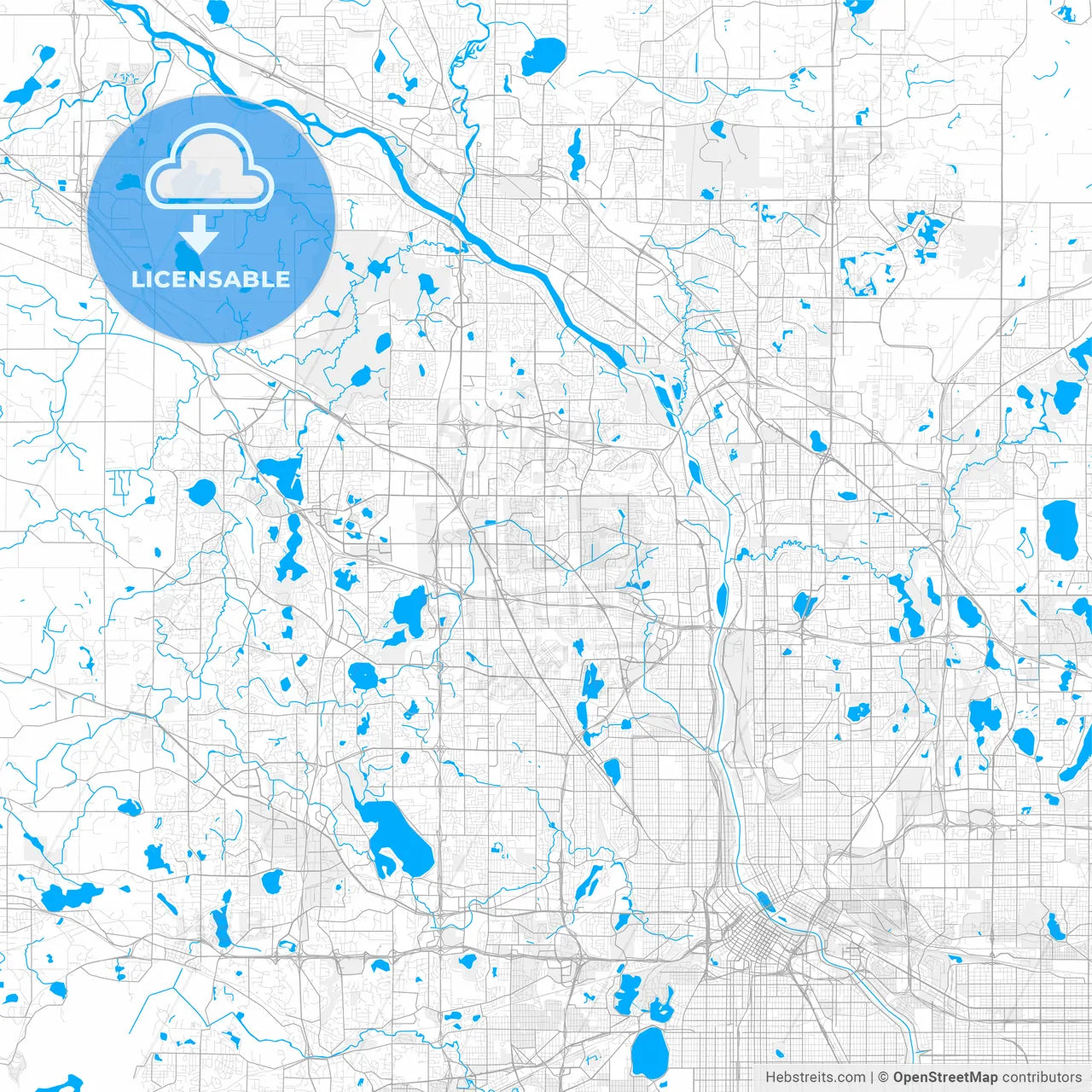 Rich detailed vector map of Brooklyn Park, Minnesota, USA