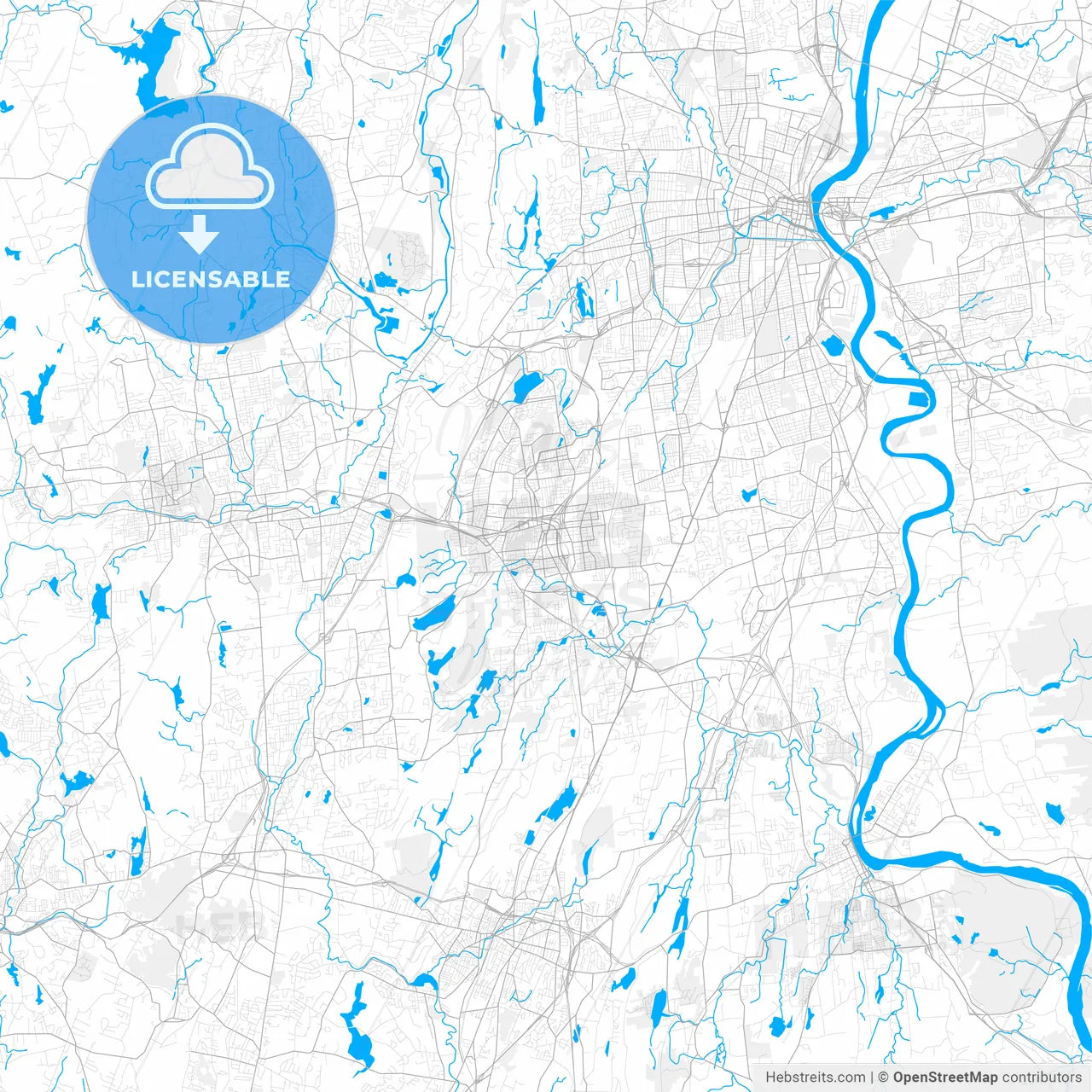 Rich detailed vector map of New Britain, Connecticut, USA