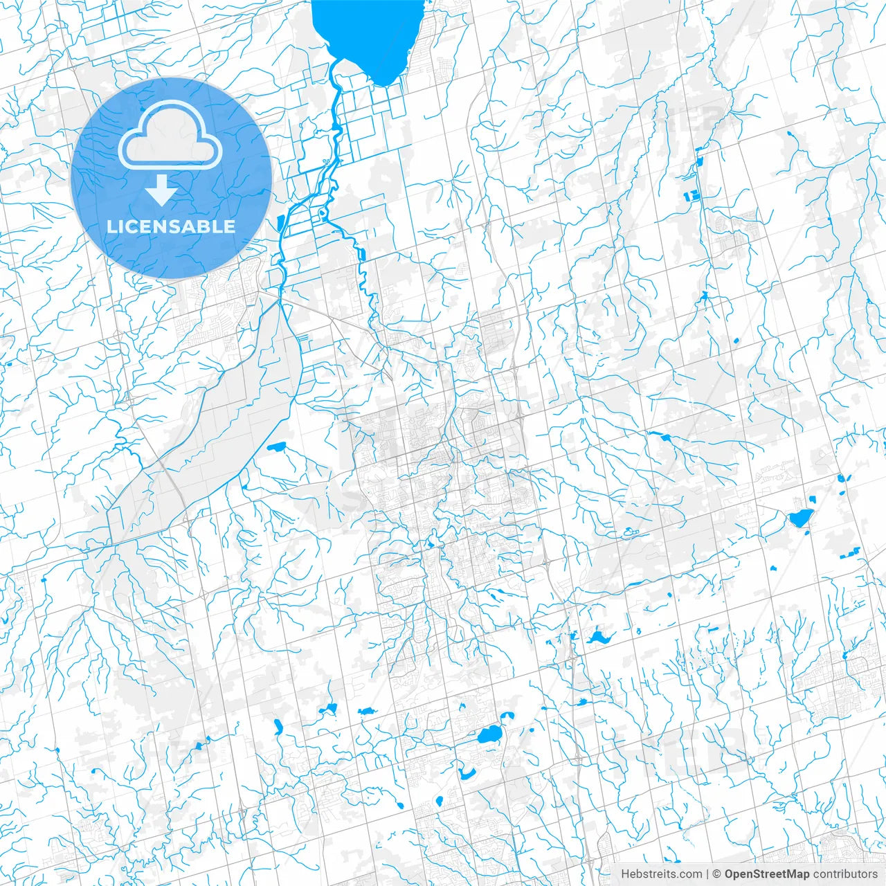 Rich detailed vector map of Newmarket, Ontario, Canada