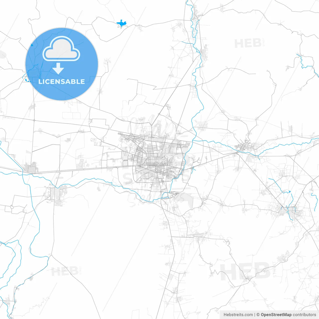 Rich detailed vector map of Celaya, Guanajuato, Mexico