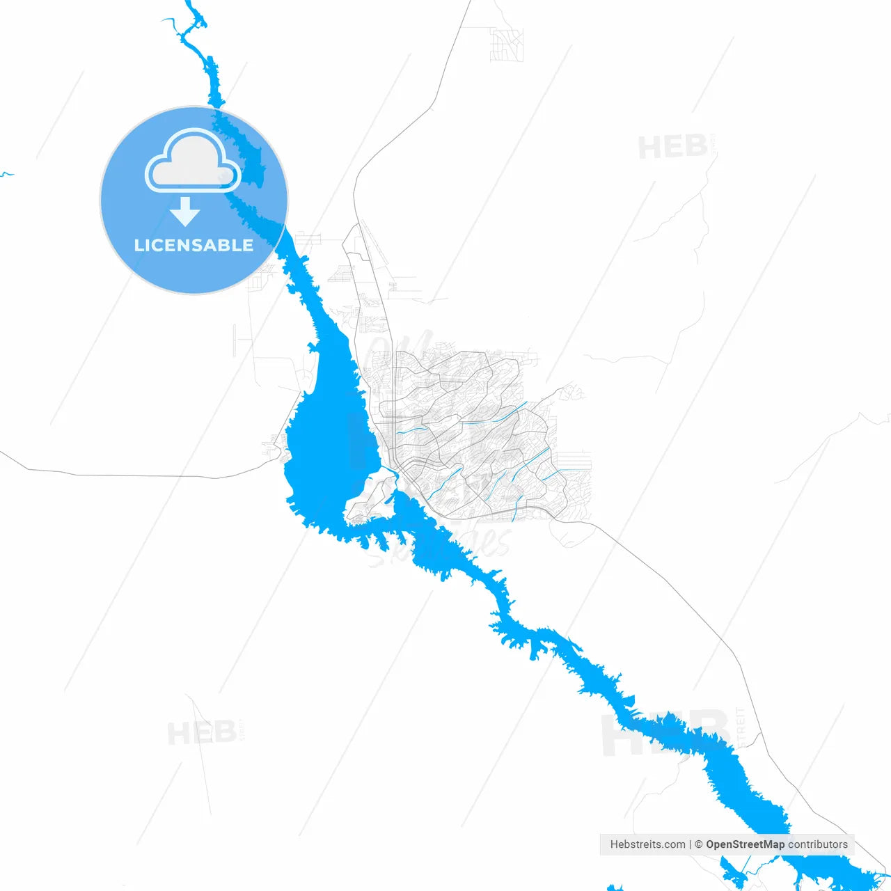 Rich detailed vector map of Lake Havasu City, Arizona, United States of America