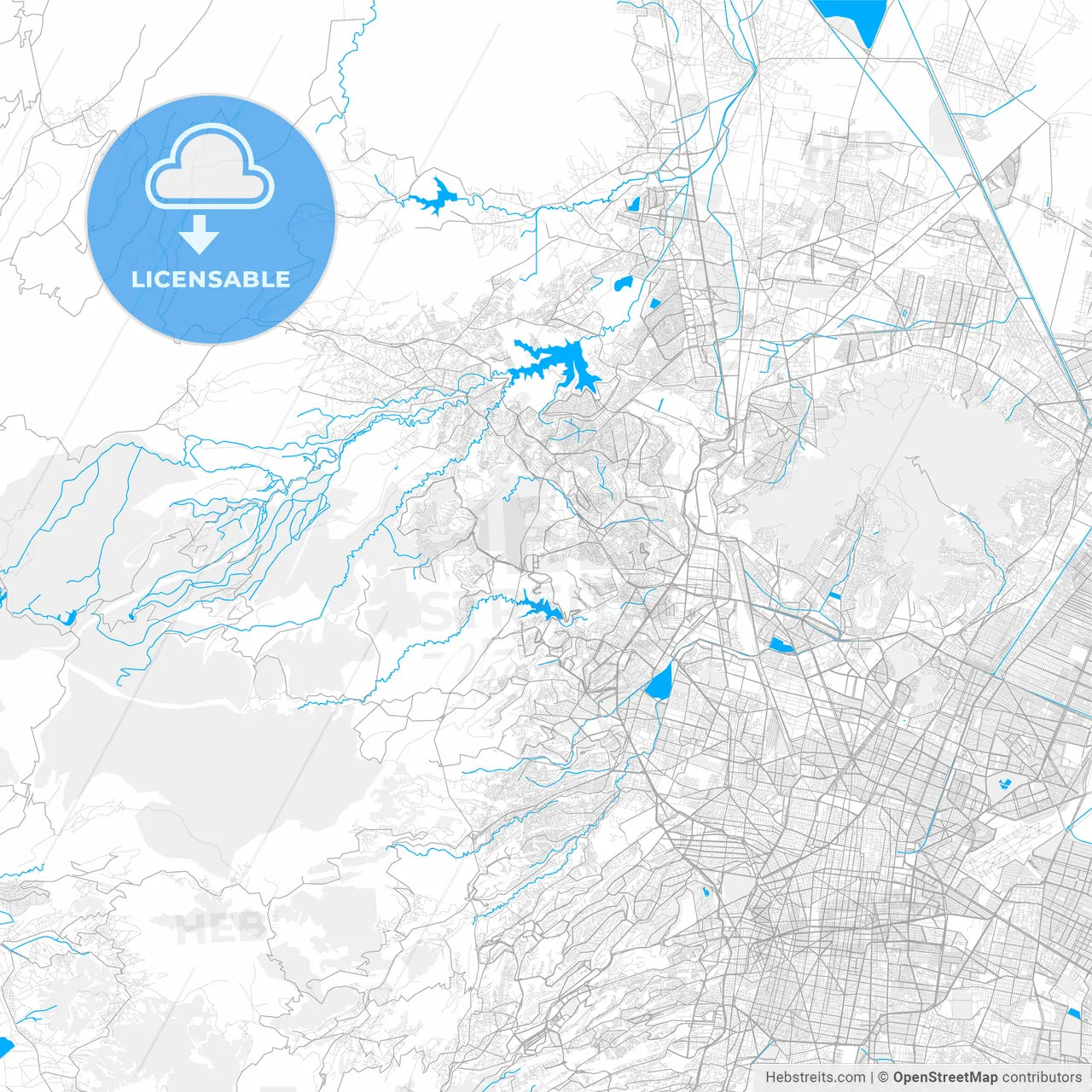 Rich detailed vector map of Ciudad López Mateos, México, Mexico