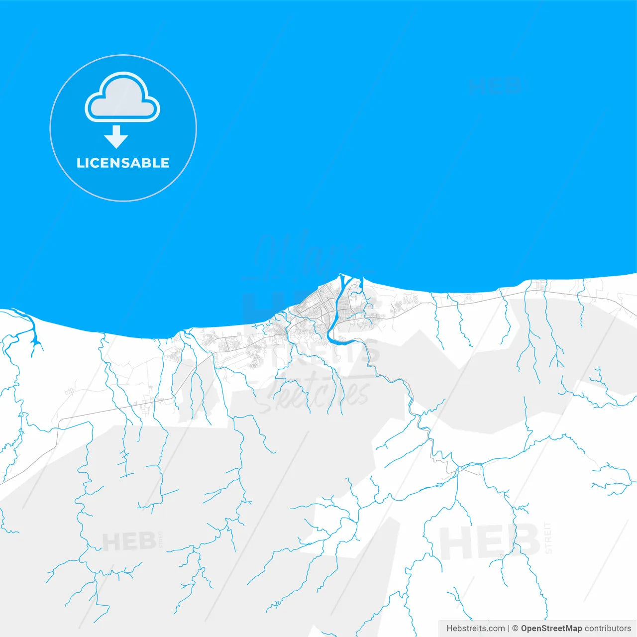 Rich detailed vector map of La Ceiba, Atlántida, Honduras