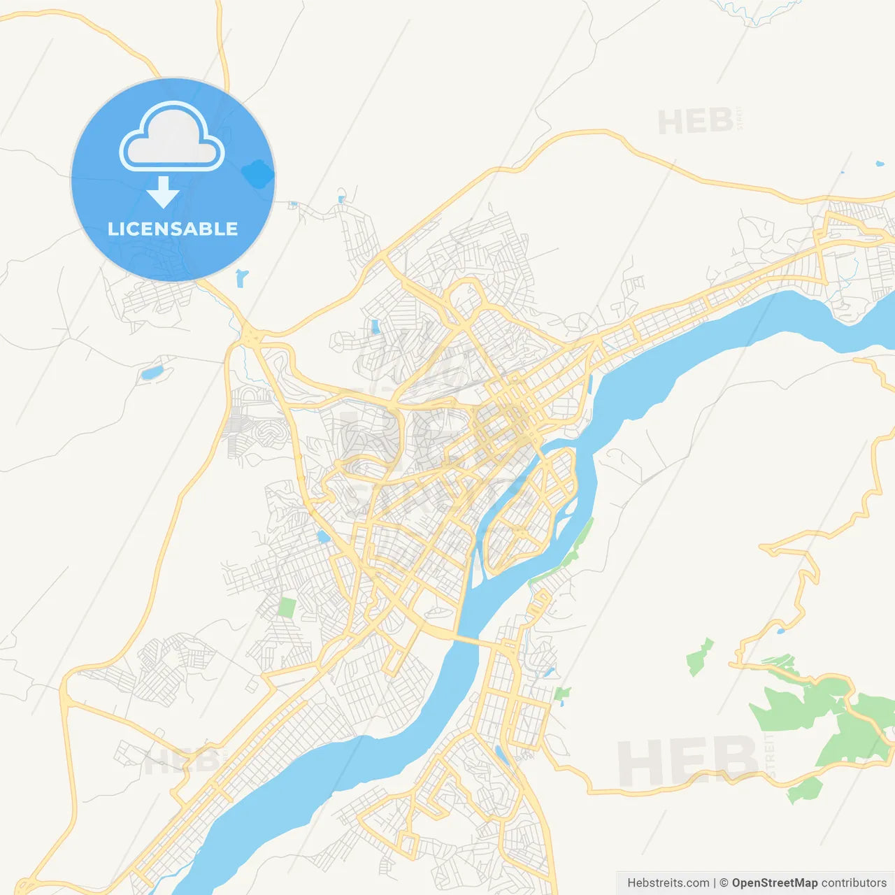 Printable street map of Governador Valadares, Brazil