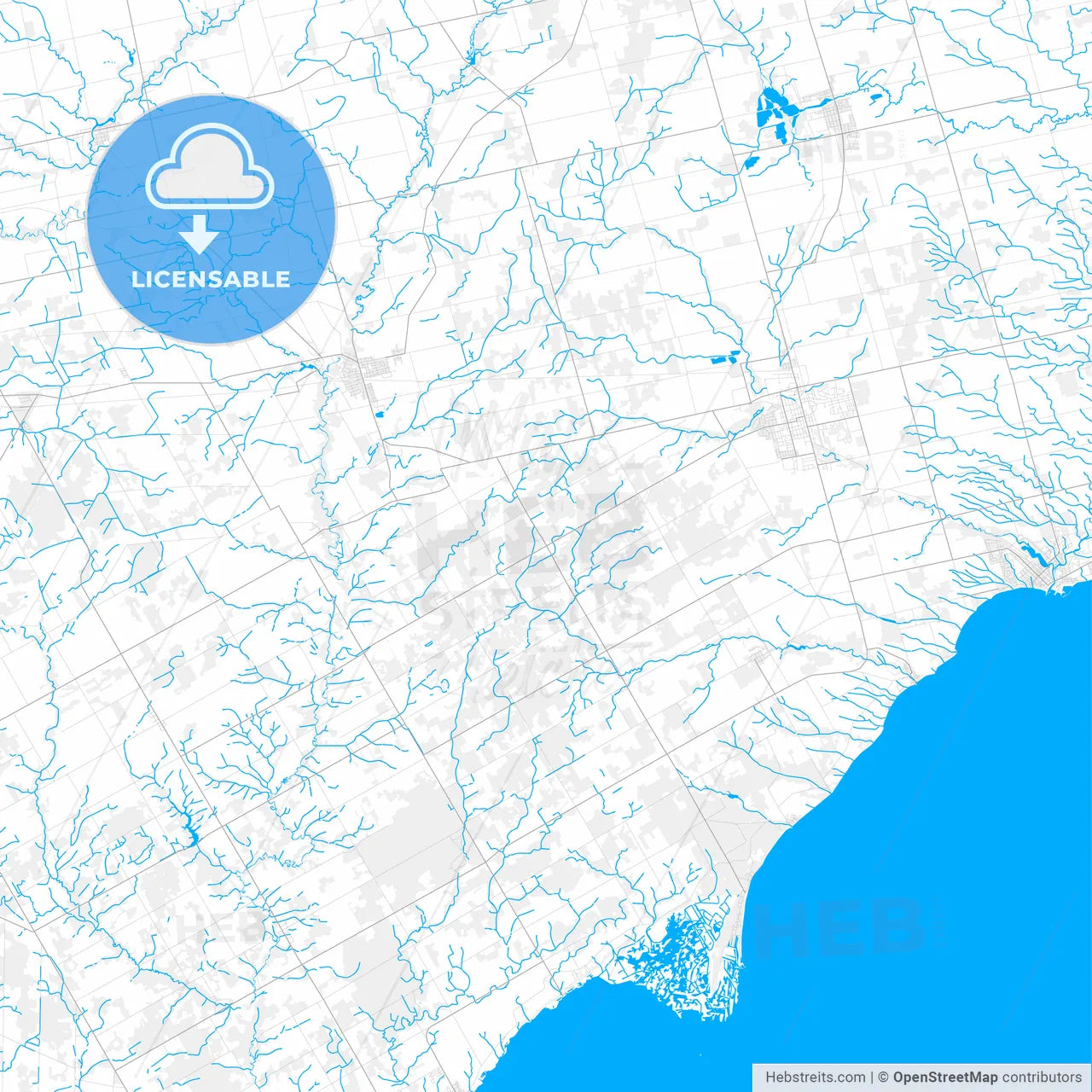 Rich detailed vector map of Norfolk County, Ontario, Canada