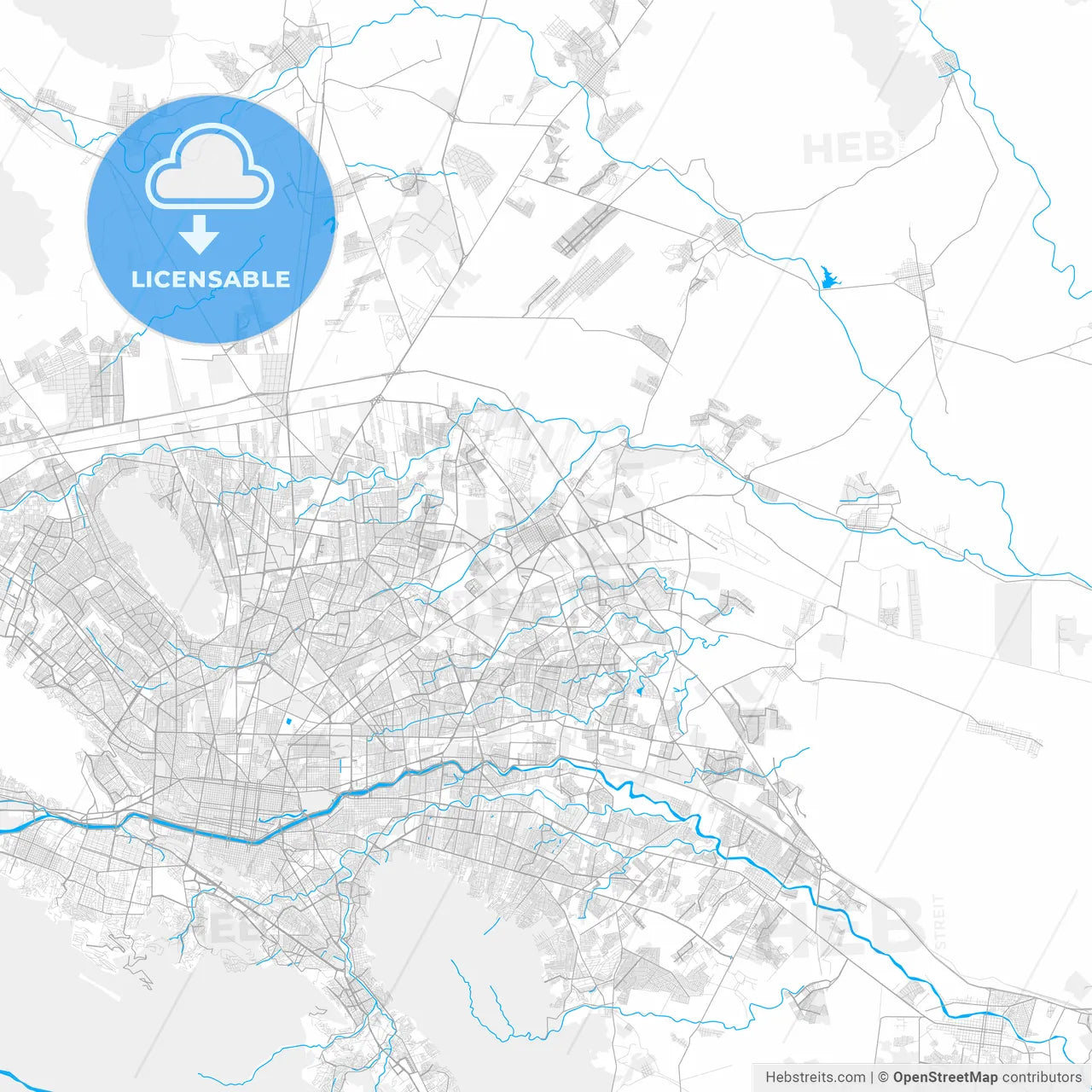 Rich detailed vector map of Ciudad Apodaca, Nuevo León, Mexico
