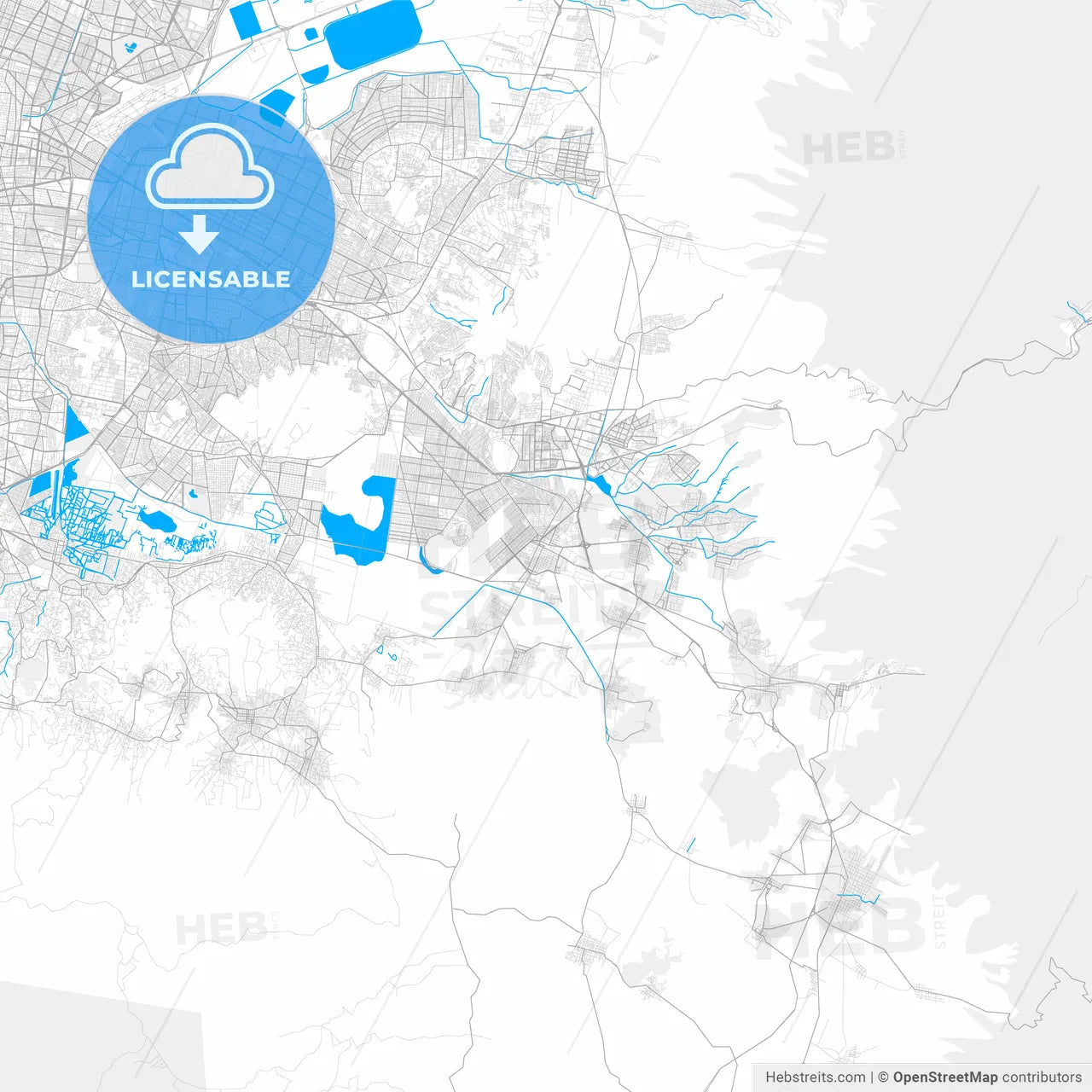 Rich detailed vector map of Chalco de Díaz Covarrubias, México, Mexico