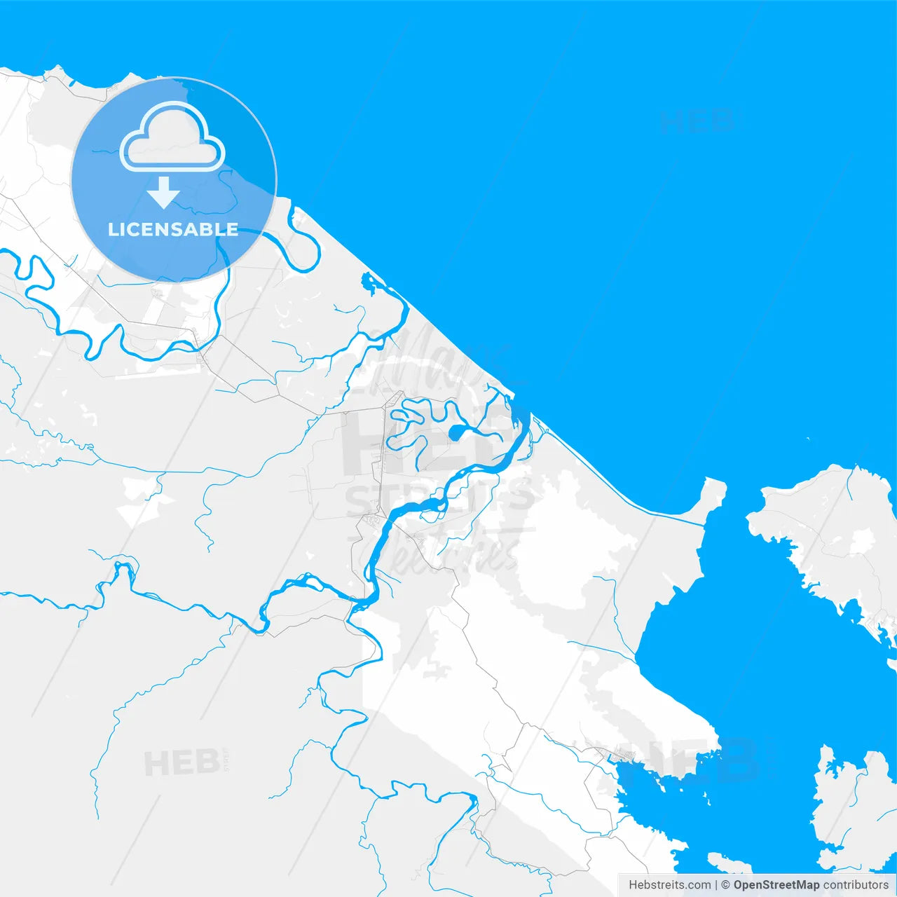 Rich detailed vector map of Changuinola, Bocas del Toro, Panama