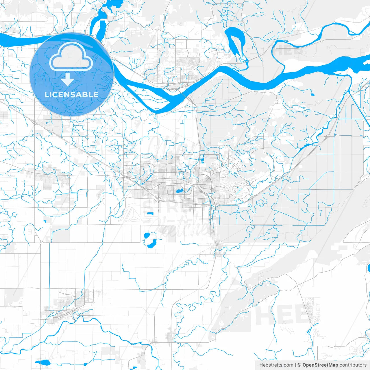 Rich detailed vector map of Abbotsford, British Columbia, Canada
