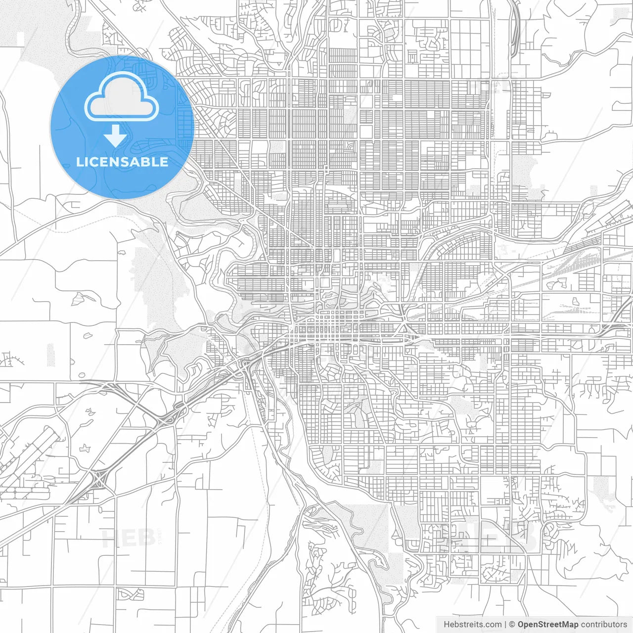 Spokane, Washington, USA, bright outlined vector map