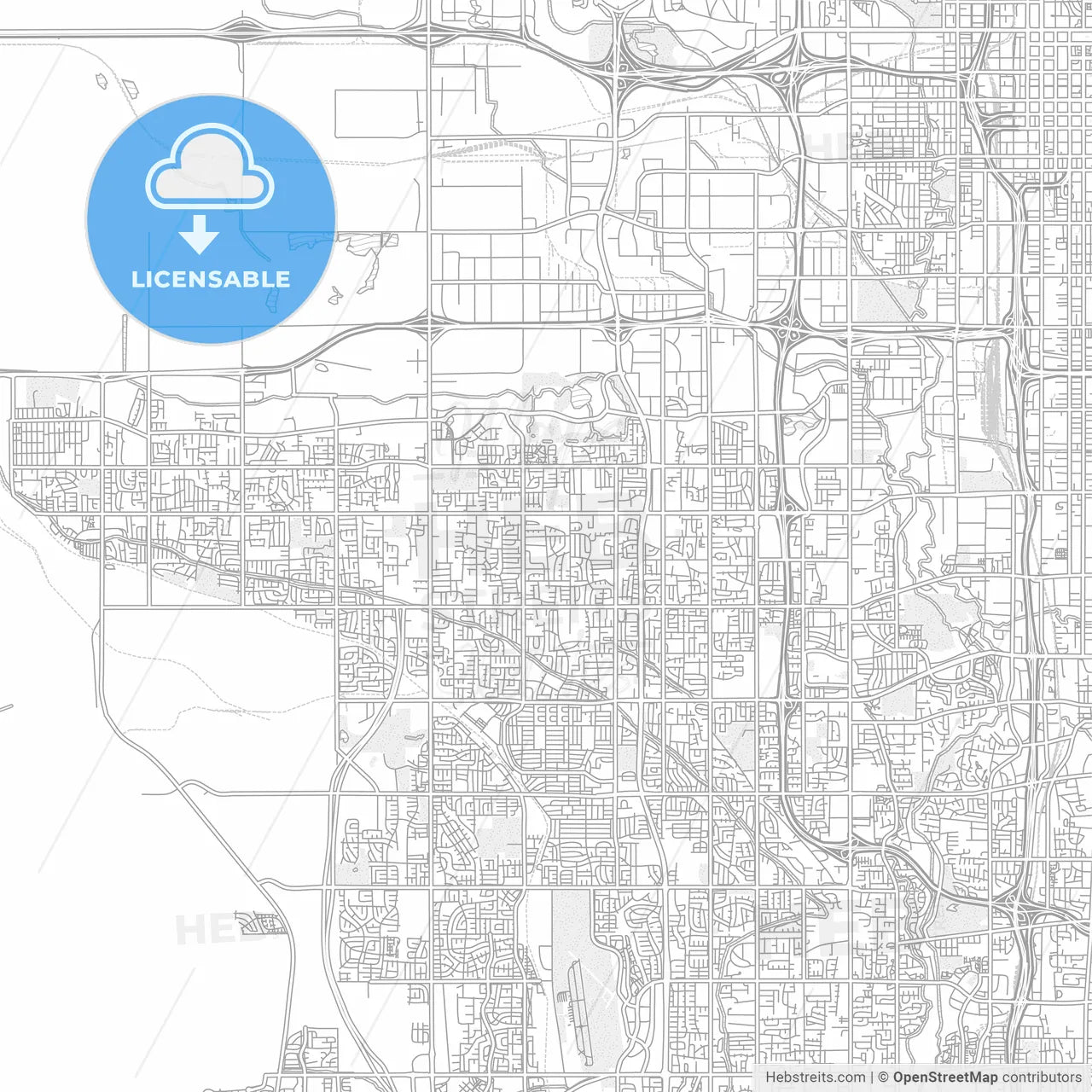 West Valley City, Utah, USA, bright outlined vector map
