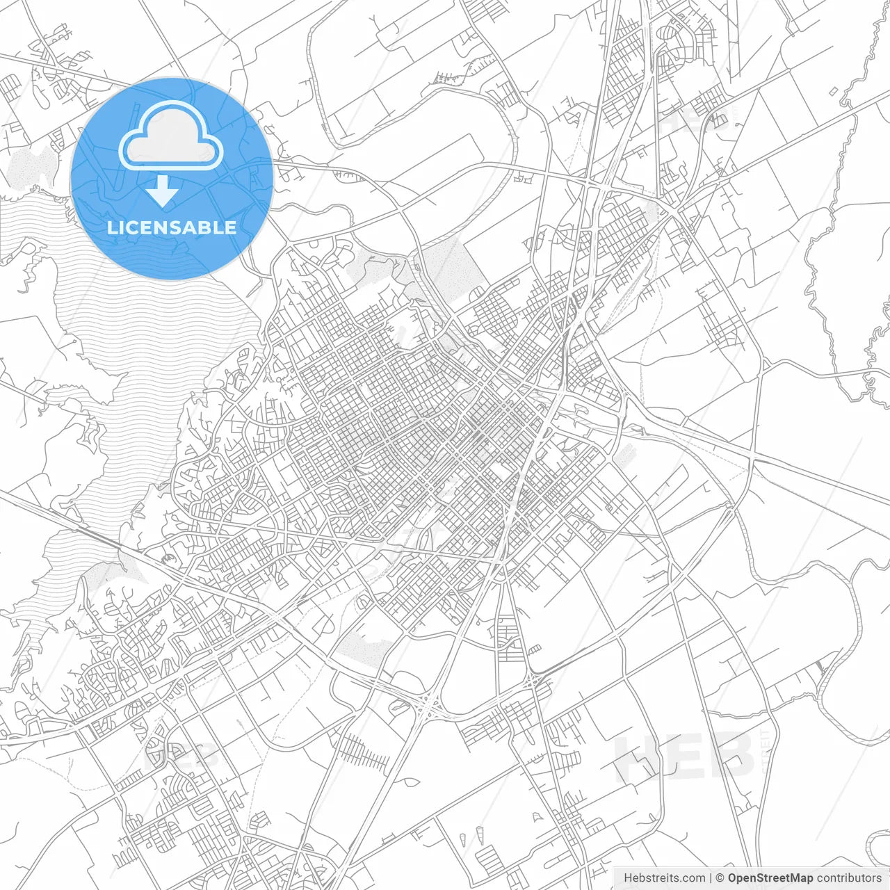 Waco, Texas, USA, bright outlined vector map
