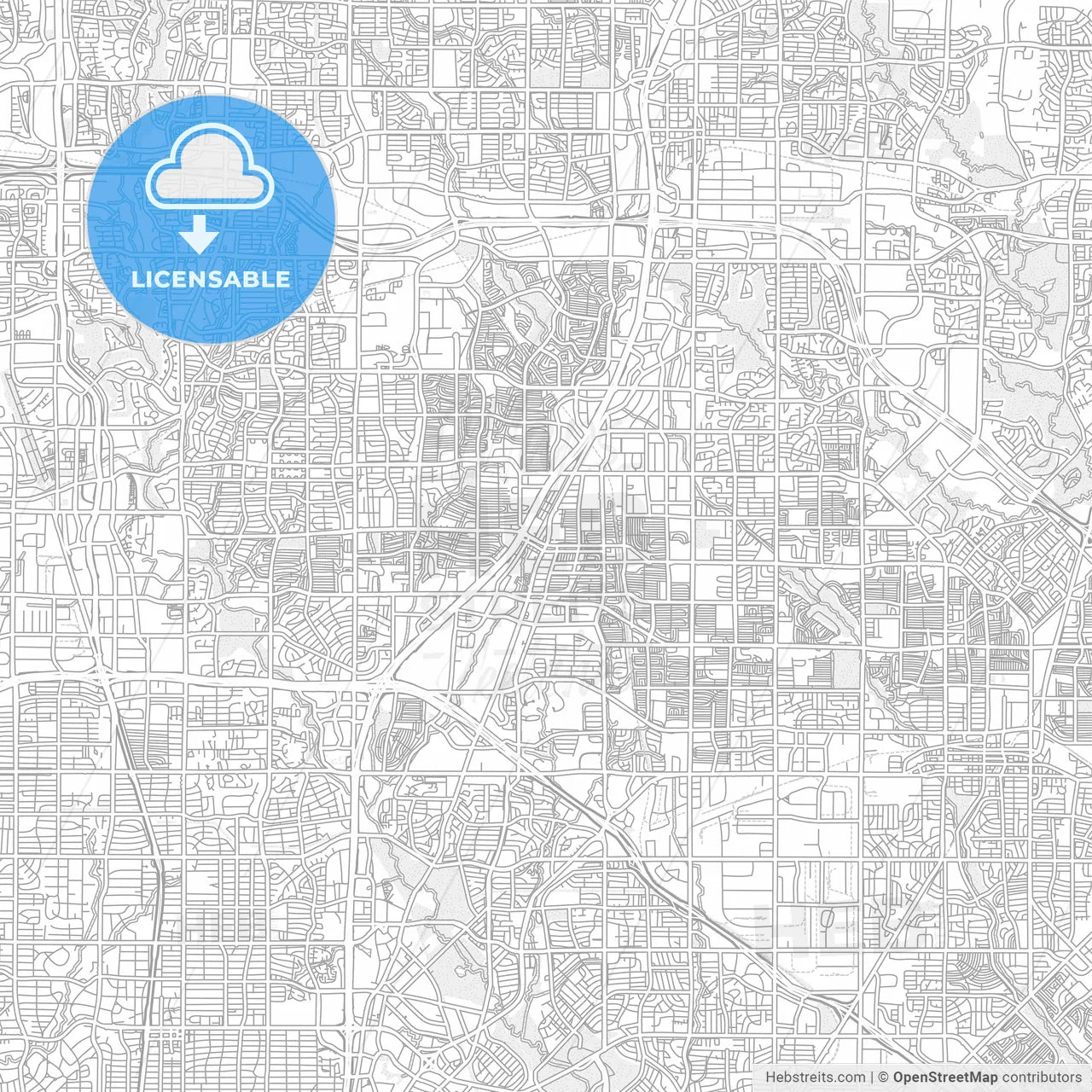 Richardson, Texas, USA, bright outlined vector map