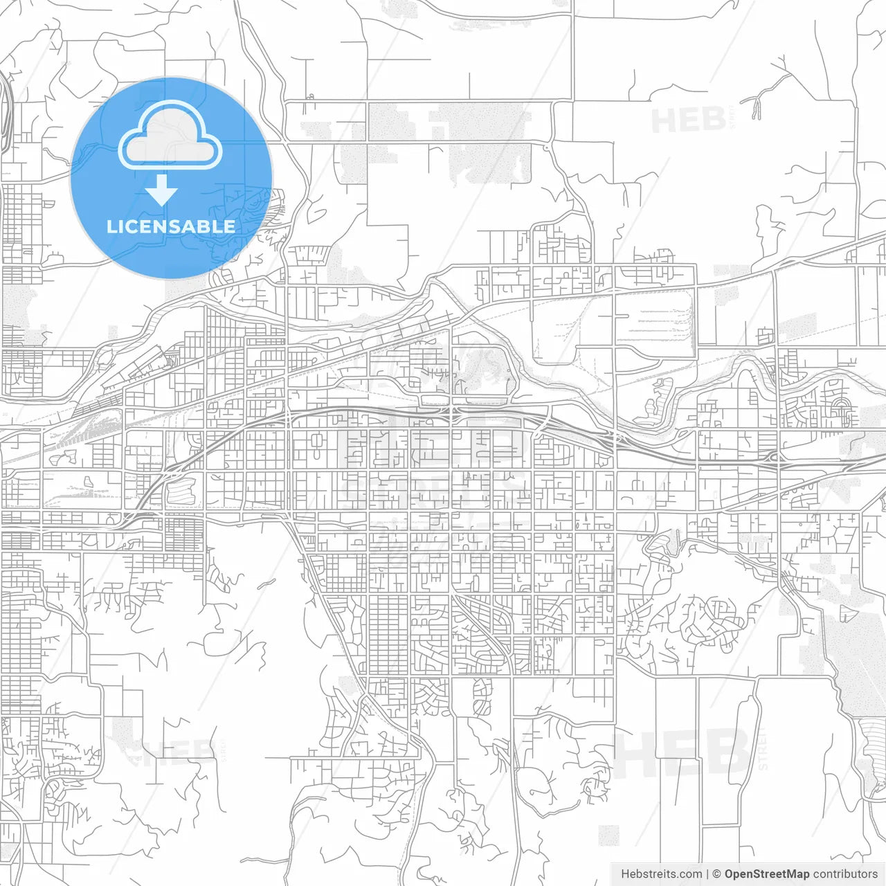 Spokane Valley, Washington, USA, bright outlined vector map