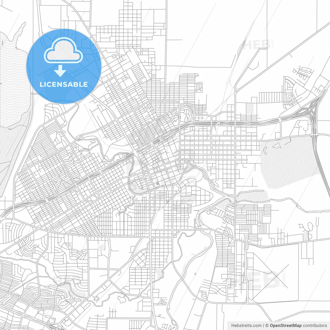 San Angelo, Texas, USA, bright outlined vector map