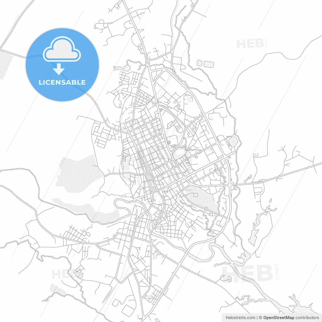 Sancti Spíritus, Sancti Spíritus, Cuba, bright outlined vector map
