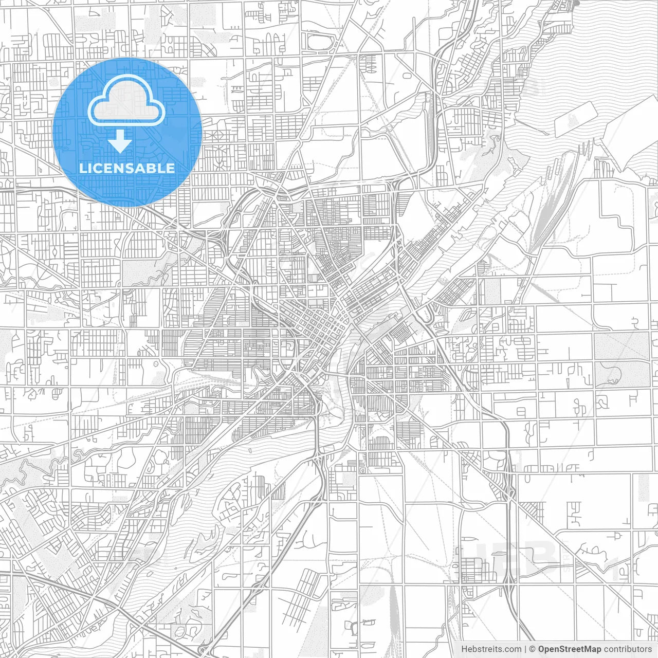 Toledo, Ohio, USA, bright outlined vector map