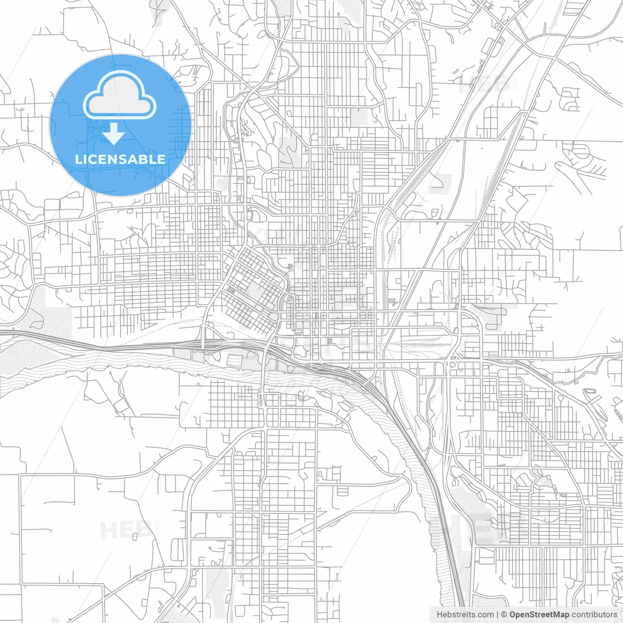Sioux City, Iowa, USA, bright outlined vector map