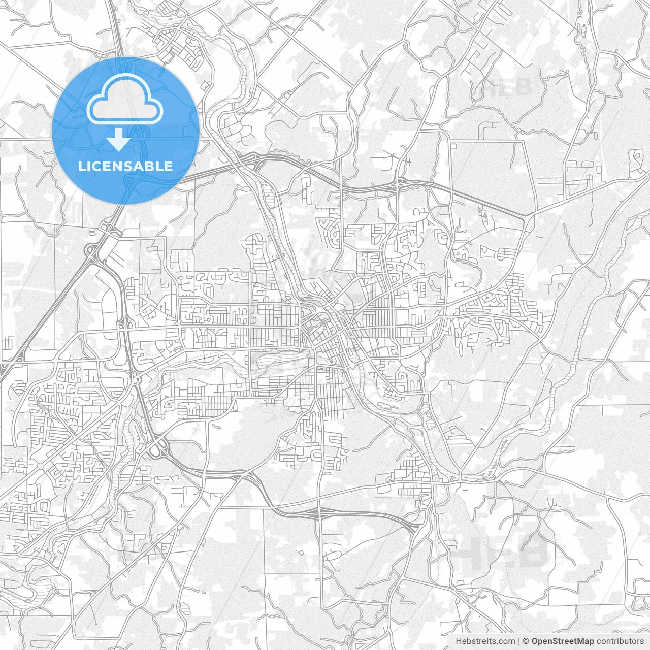 Sherbrooke, Quebec, Canada, bright outlined vector map