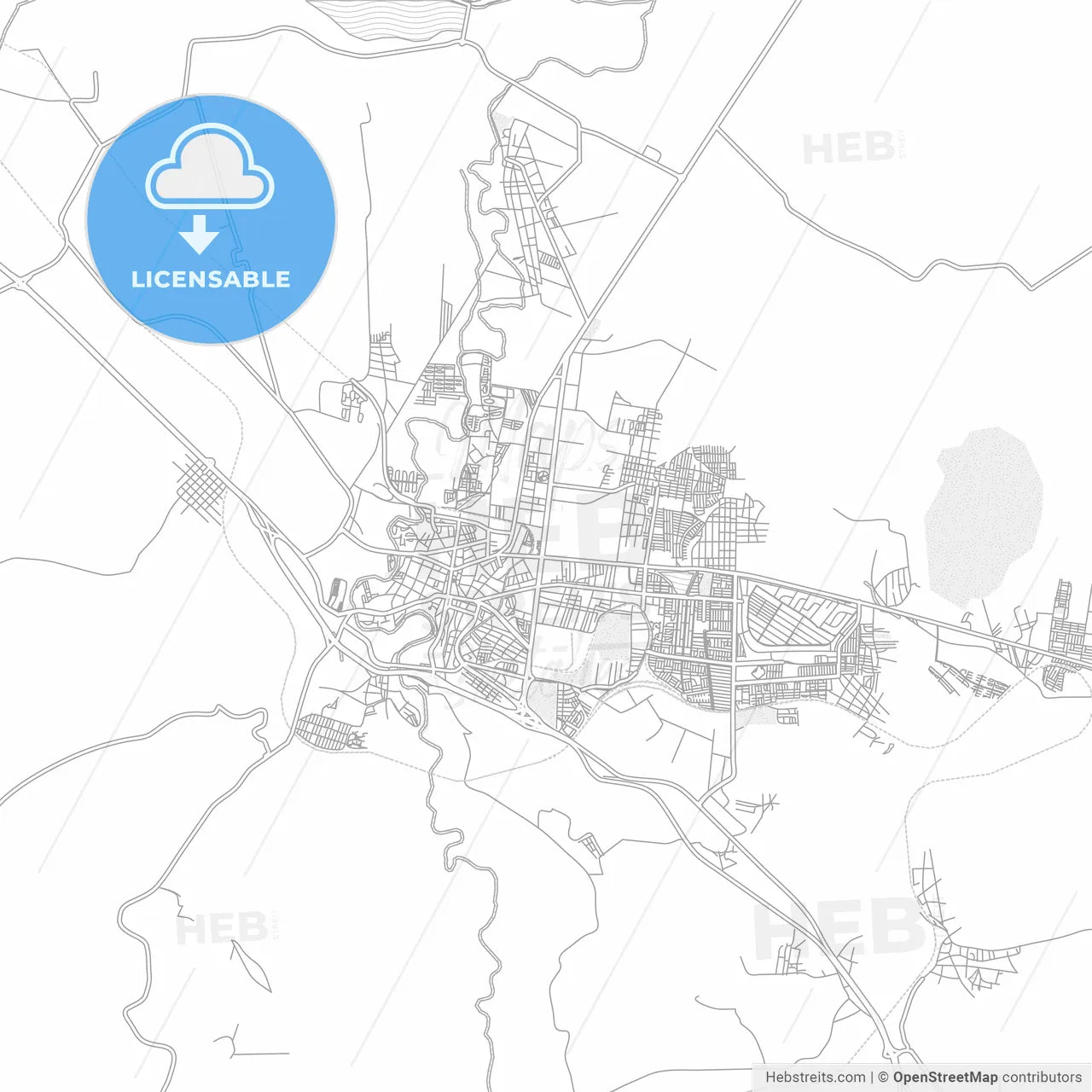 San Juan del Río, Querétaro, Mexico, bright outlined vector map