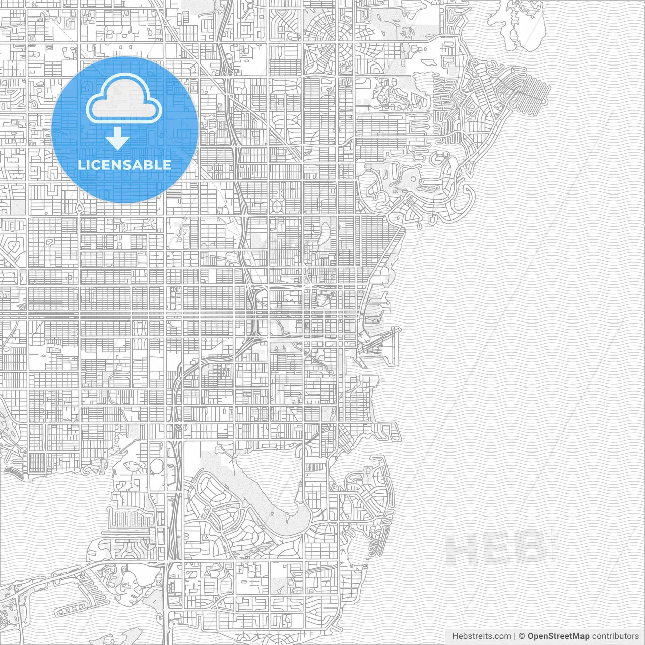 Norfolk, Virginia, USA, bright outlined vector map
