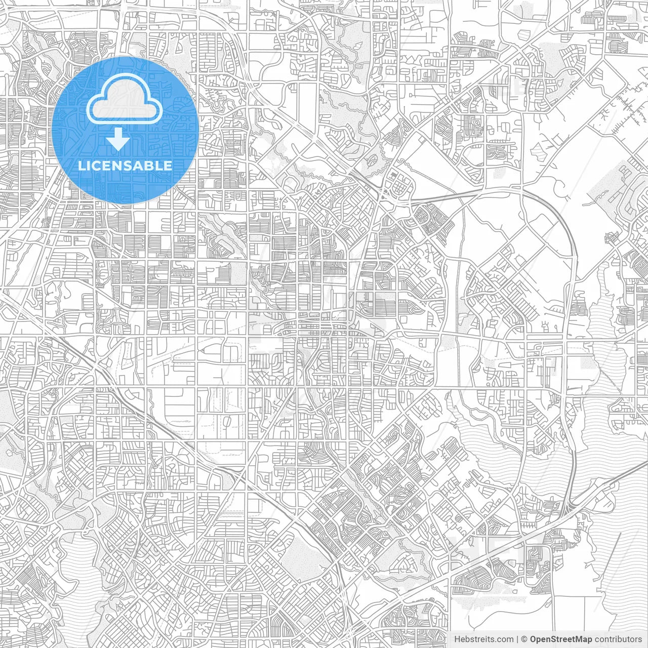 Garland, Texas, USA, bright outlined vector map