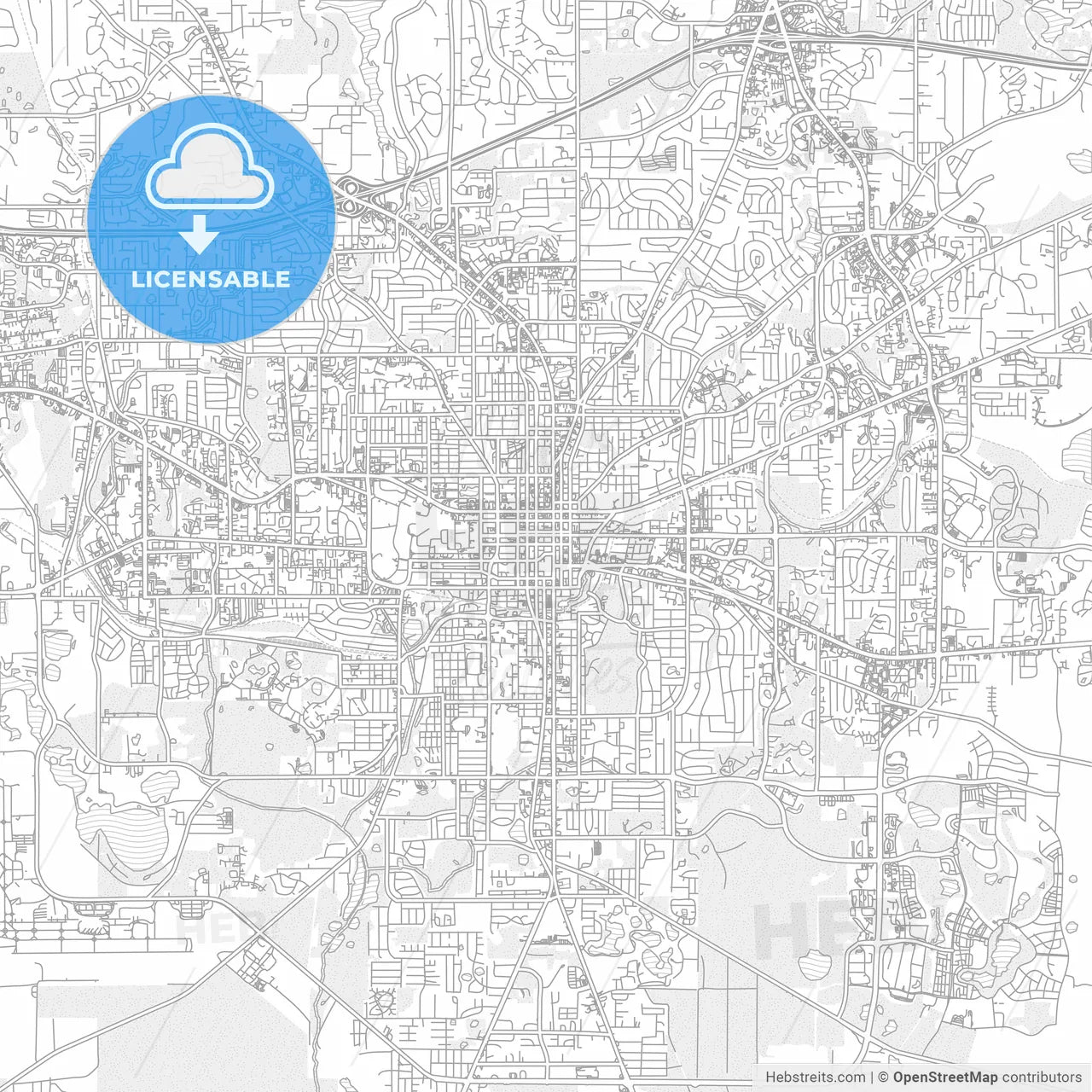 Tallahassee, Florida, USA, bright outlined vector map
