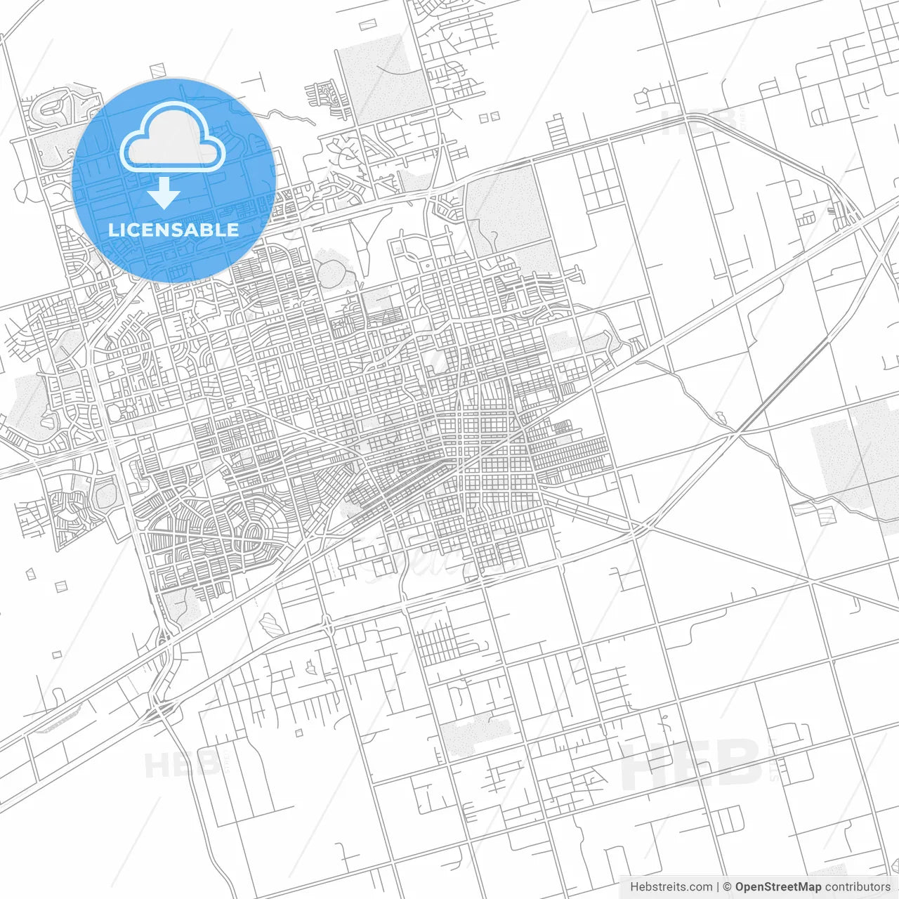 Midland, Texas, USA, bright outlined vector map