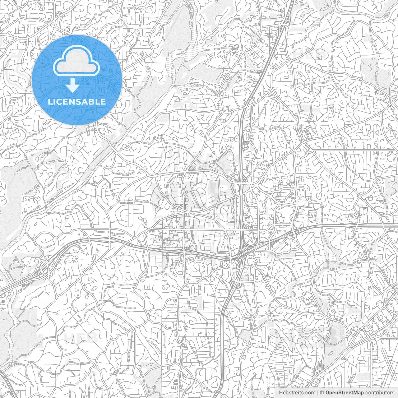 Sandy Springs, Georgia, USA, bright outlined vector map