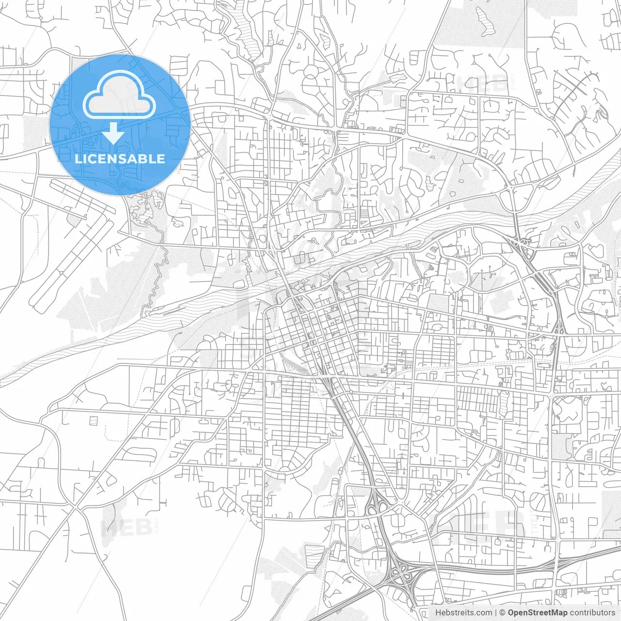 Tuscaloosa, Alabama, USA, bright outlined vector map