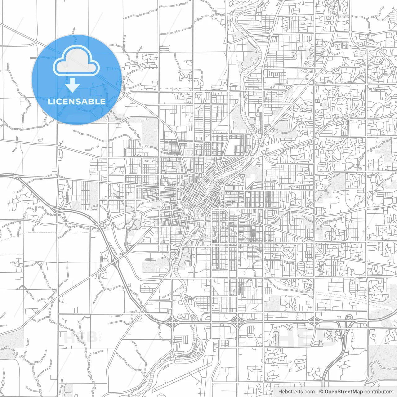 Rockford, Illinois, USA, bright outlined vector map