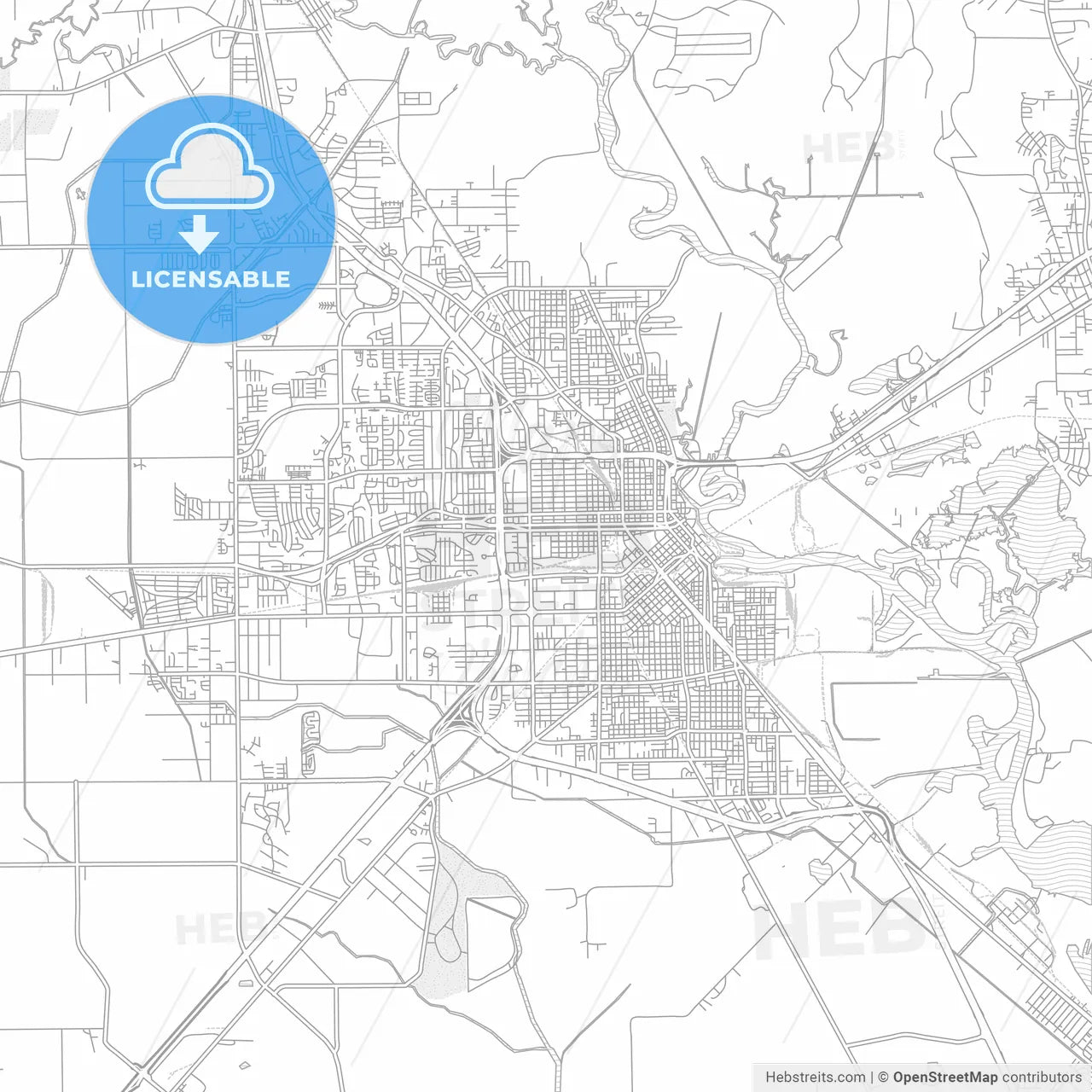 Beaumont, Texas, USA, bright outlined vector map