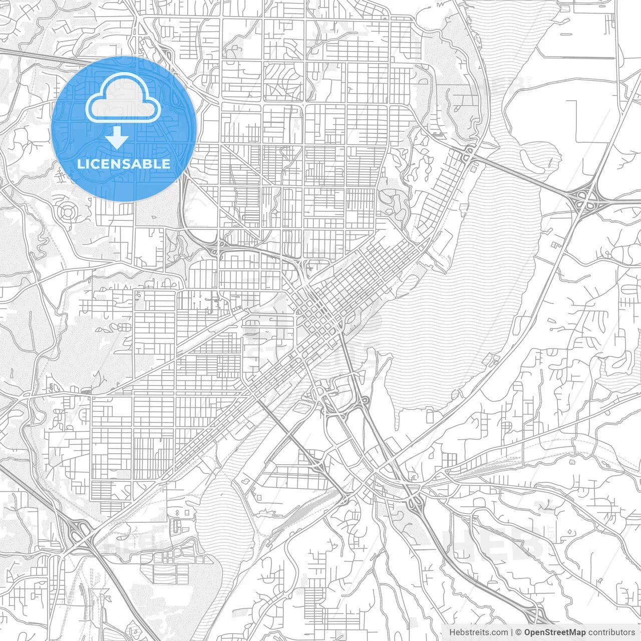 Peoria, Illinois, USA, bright outlined vector map