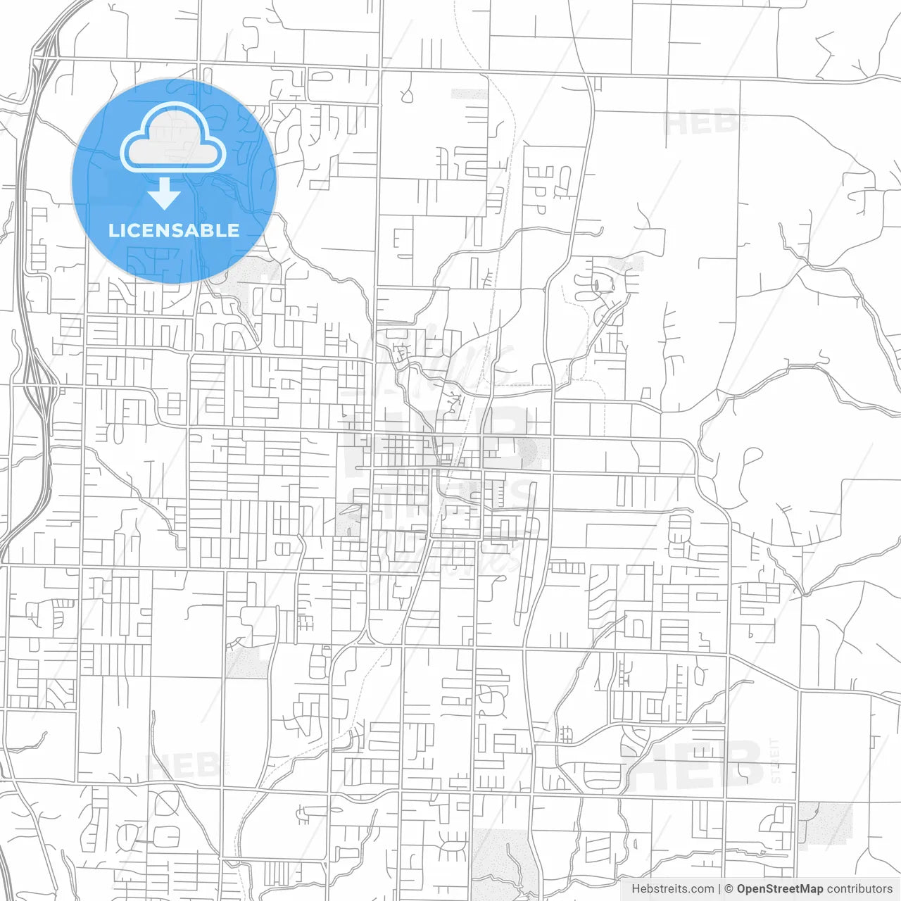 Springdale, Arkansas, USA, bright outlined vector map