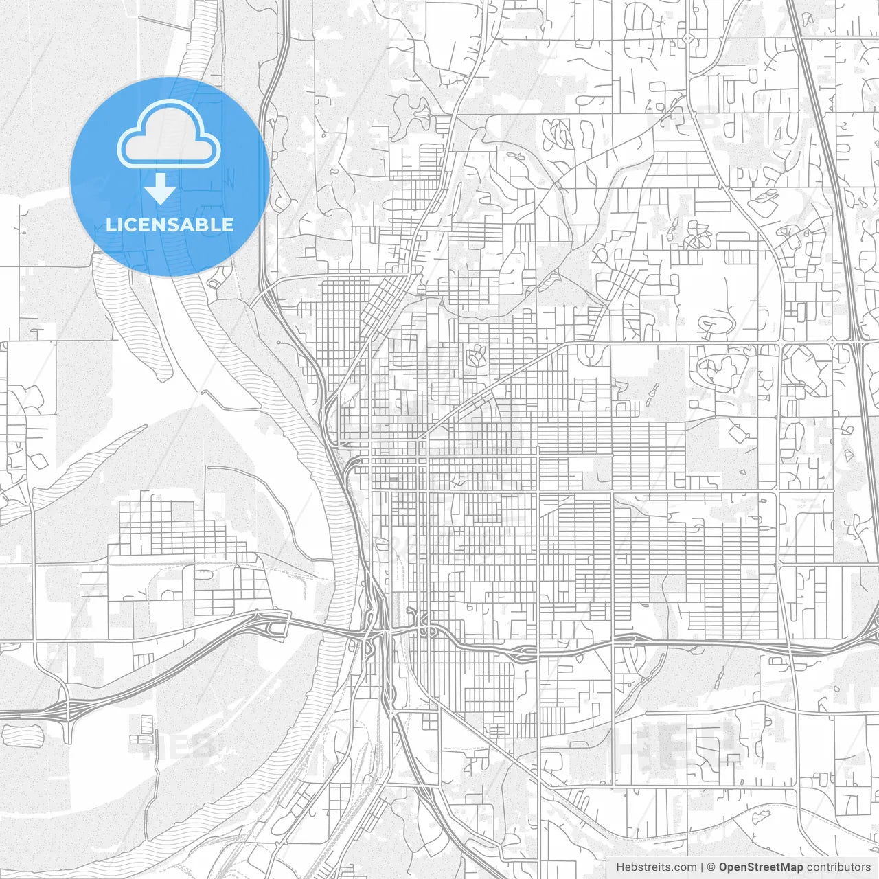 St. Joseph, Missouri, USA, bright outlined vector map