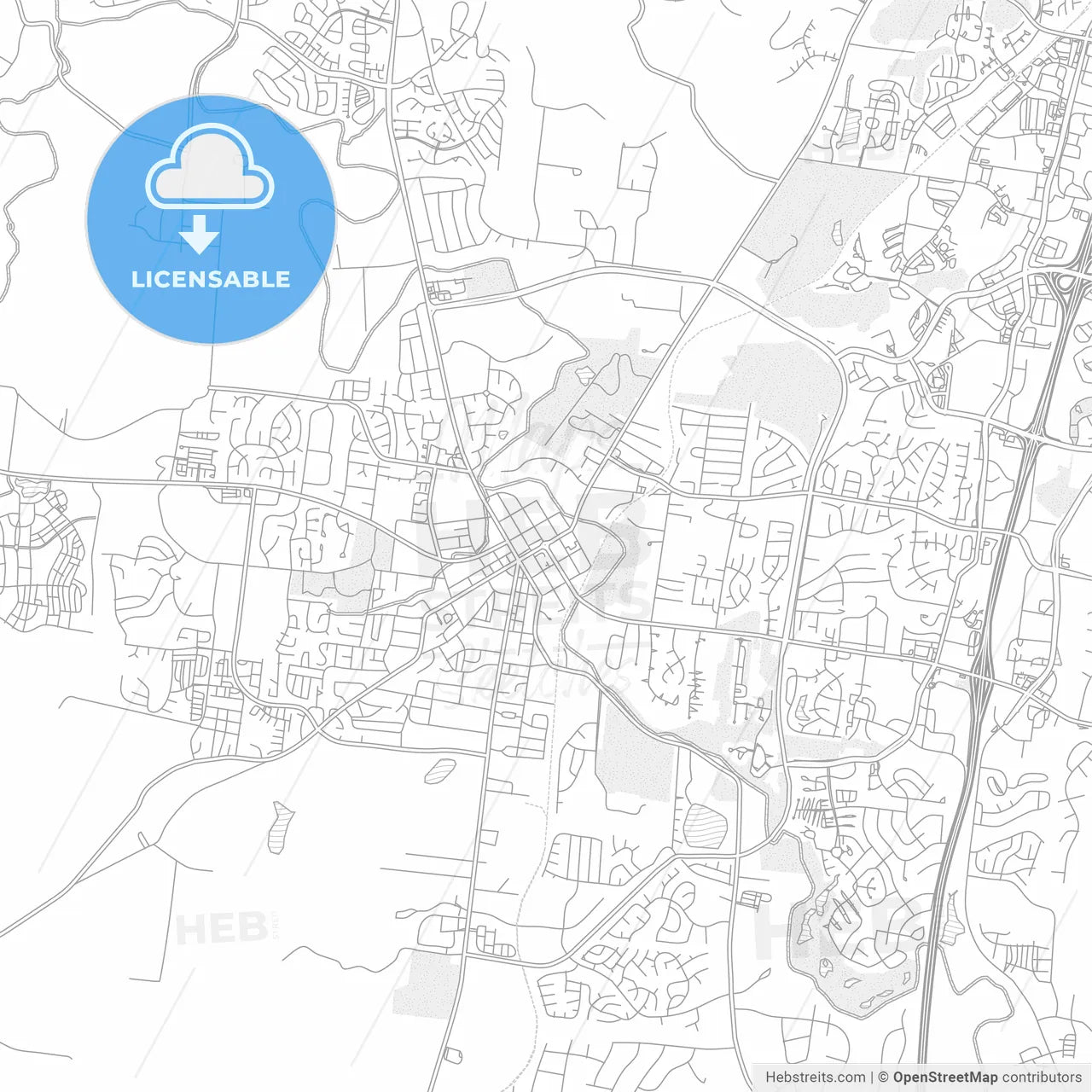 Franklin, Tennessee, USA, bright outlined vector map