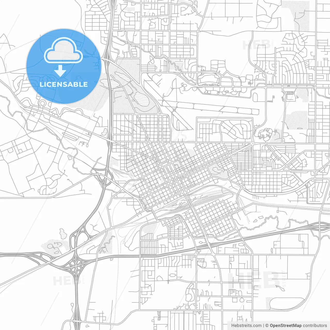 Cheyenne, Wyoming, USA, bright outlined vector map