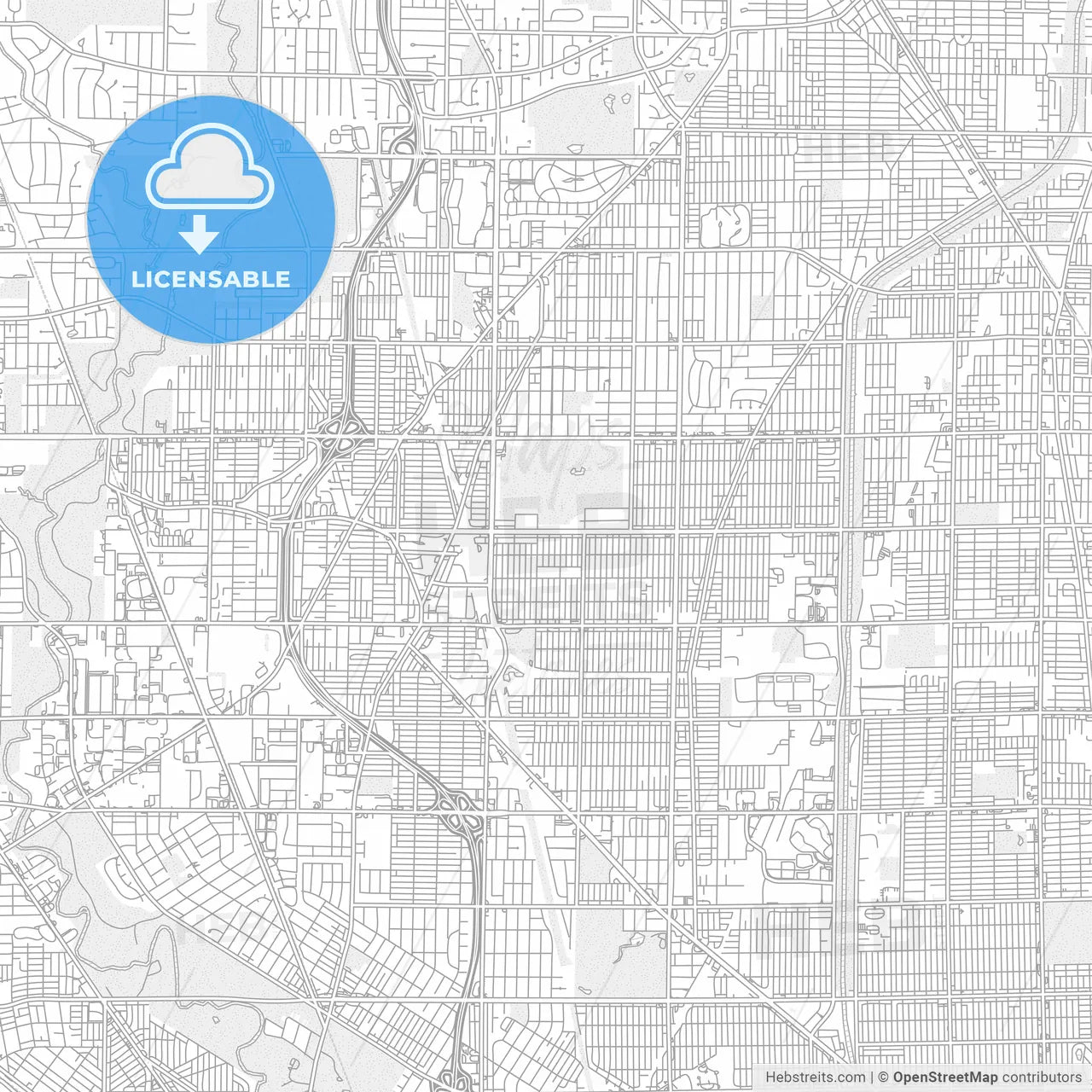 Skokie, Illinois, USA, bright outlined vector map