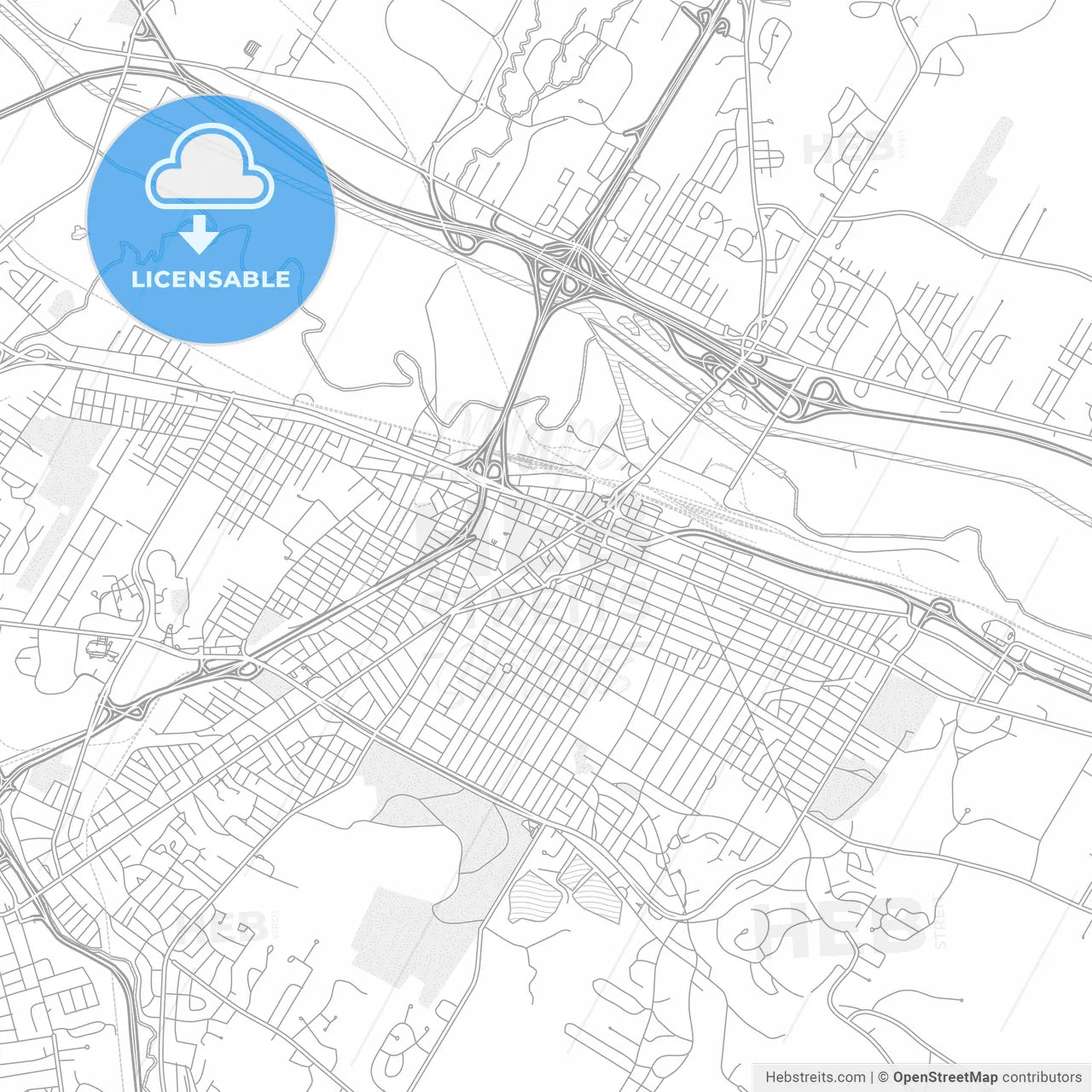 Utica, New York, USA, bright outlined vector map